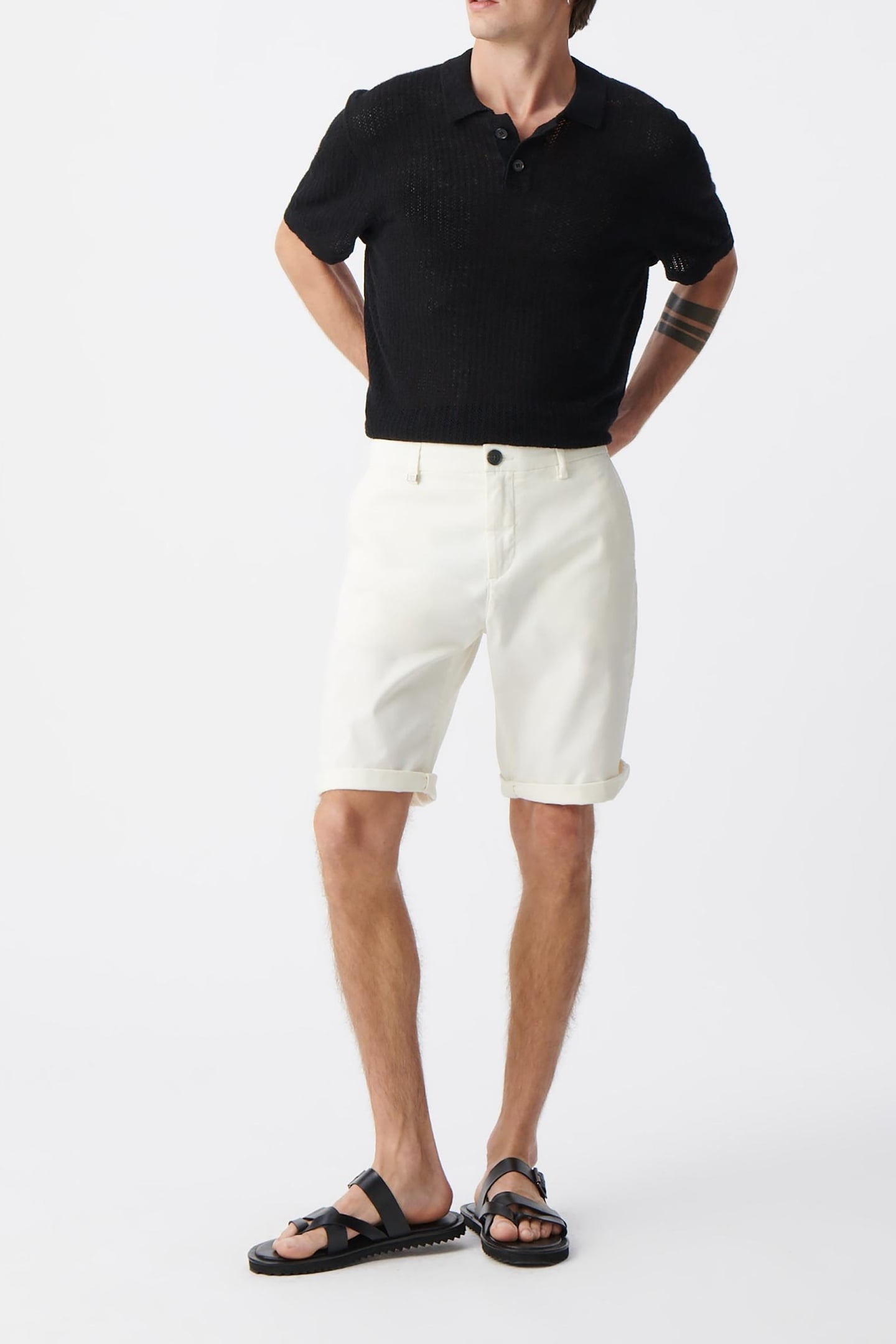 CHALK TAPERED CHINO BERMUDAS 1