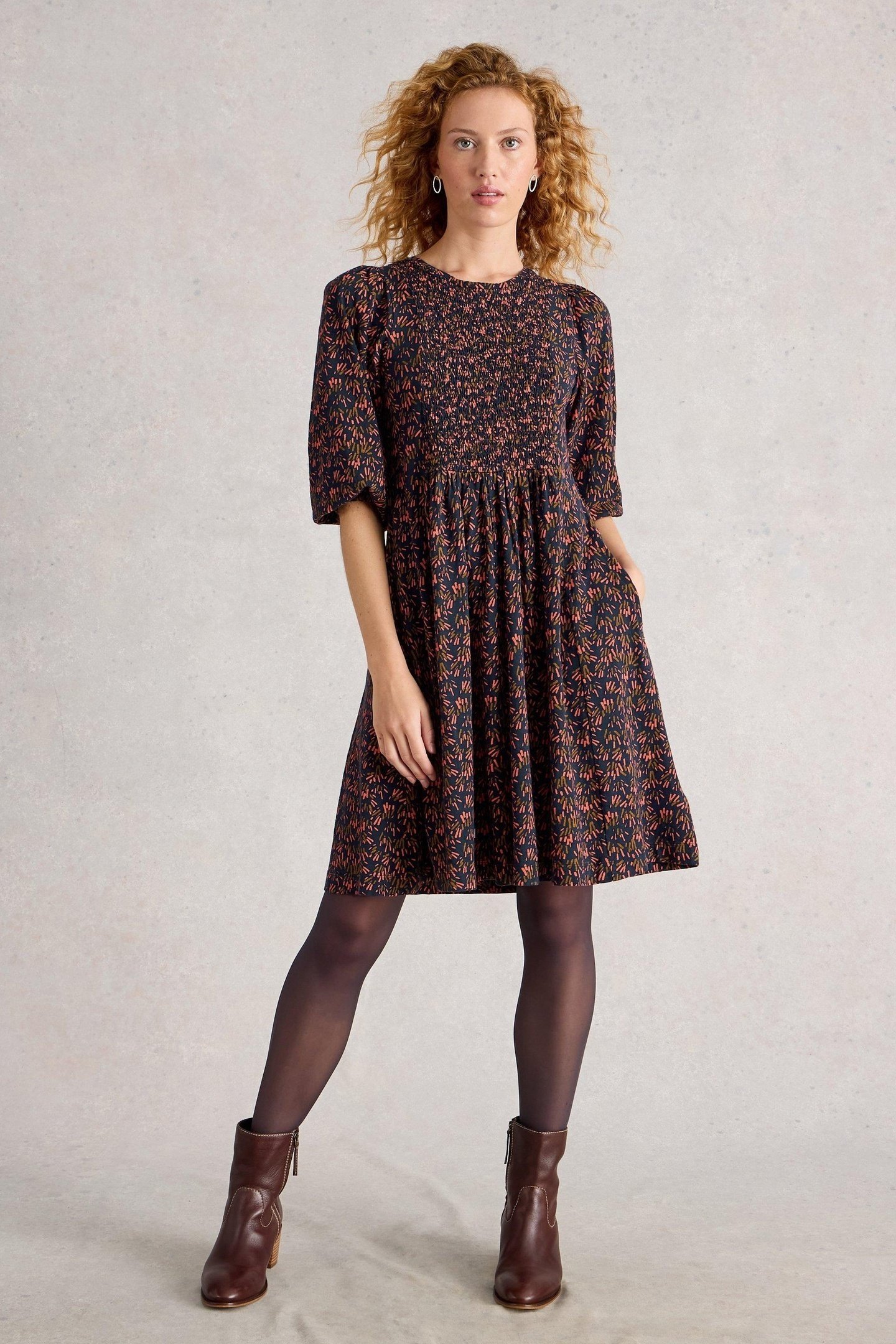 MAEVA JERSEY DRESS NAVY MULTI 1