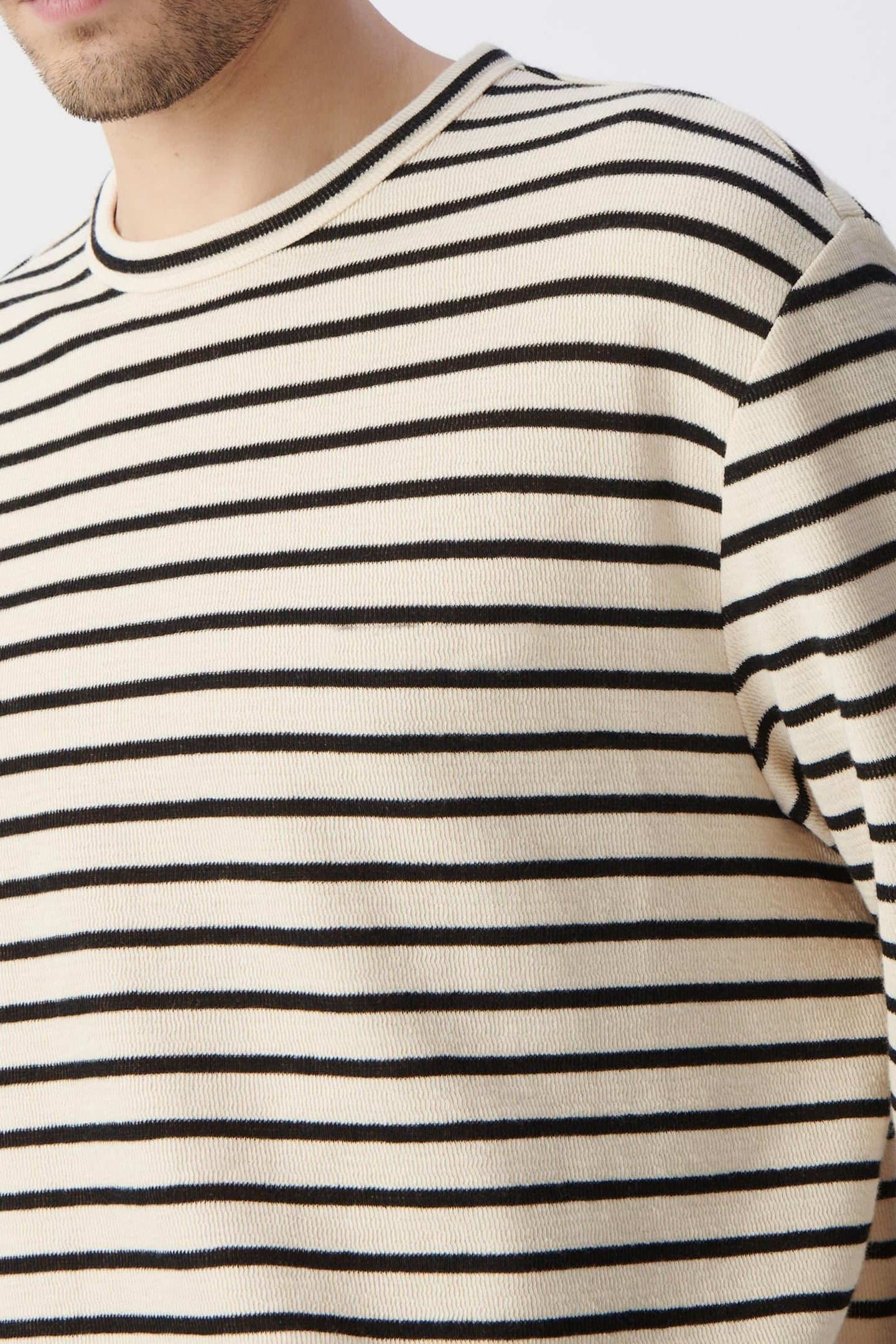 BLACK STRIPED LINEN SAILOR T-SHIRT WITH EMBROIDERY 5