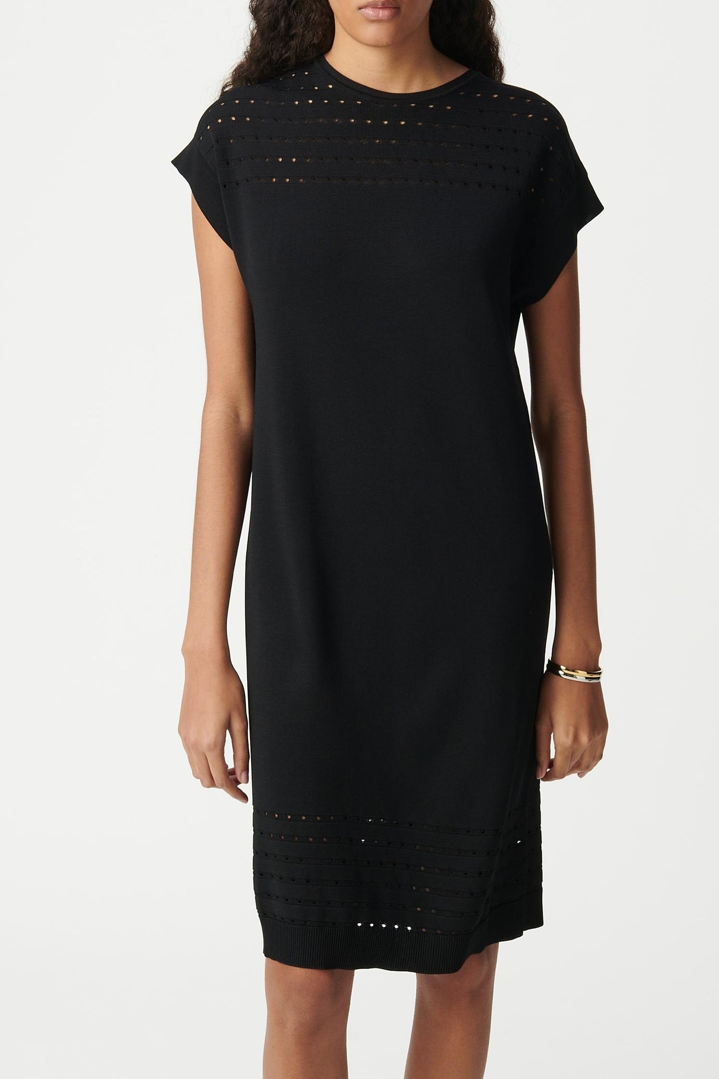 BLACK OPENWORK KNIT DRESS 2