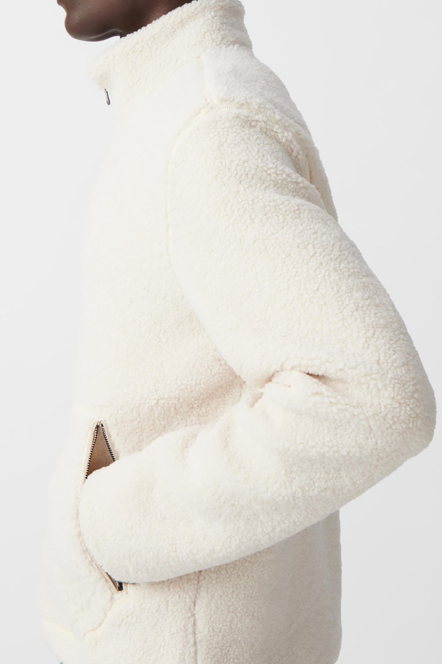 OFF-WHITE SHERPA SWEATSHIRT WITH COLLAR AND ZIPPED POCKETS 5