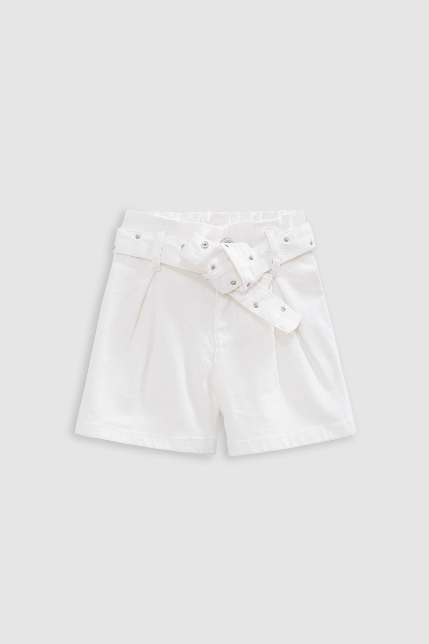 ECRU DENIM SHORTS WITH STUDDED BELT AND EYELETS 1