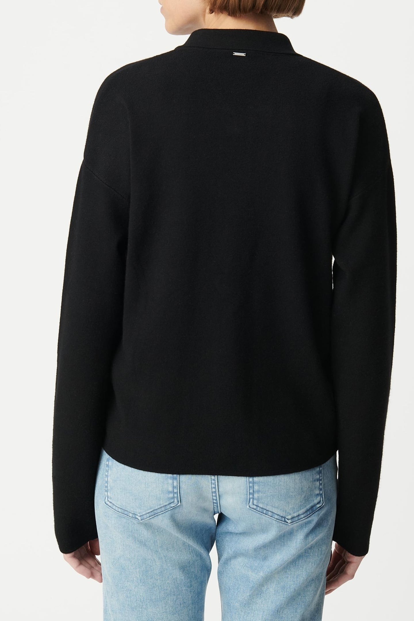 BLACK LOOSE KNIT CARDIGAN ENGRAVED METAL BUTTONS 3