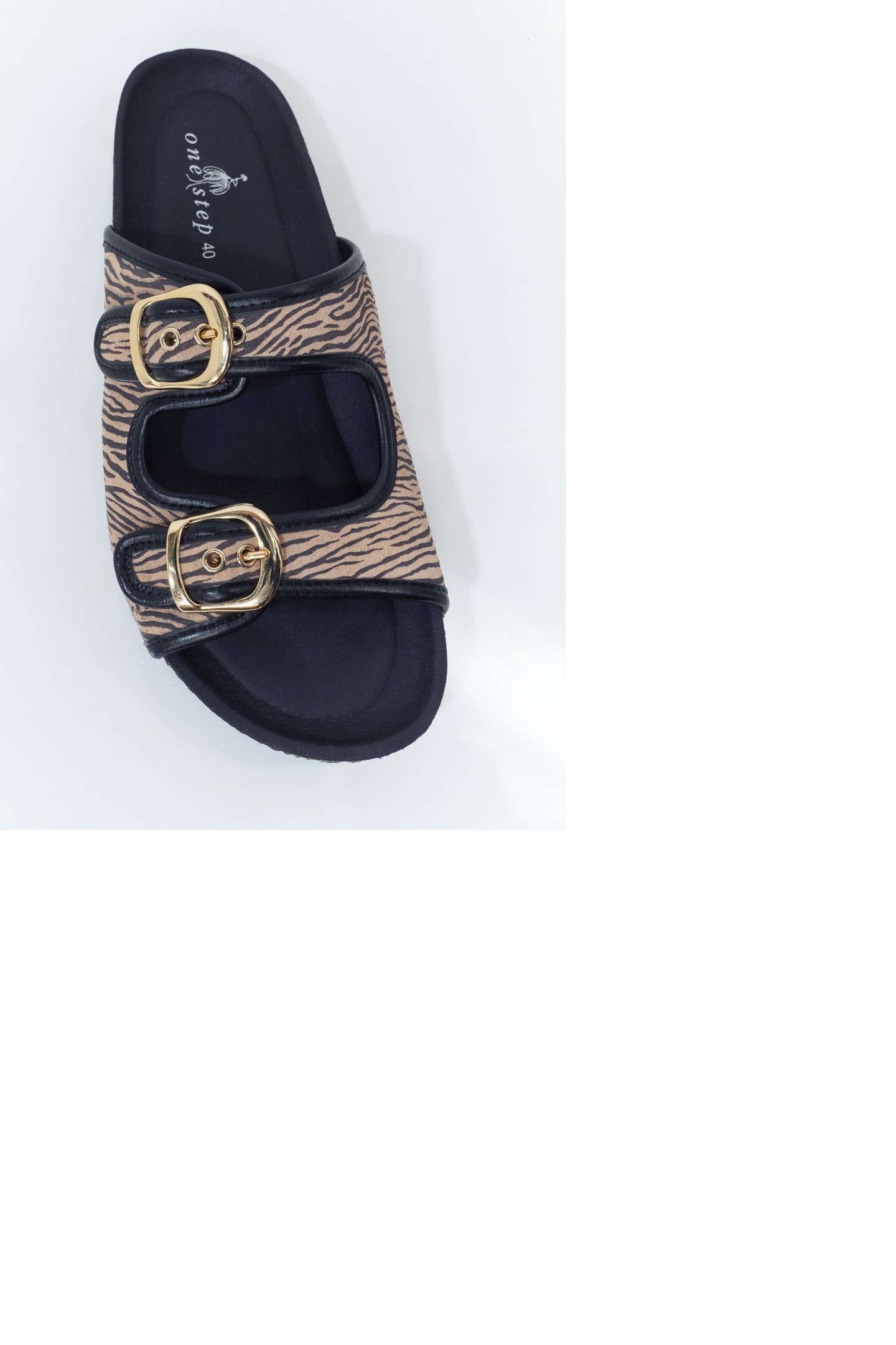 O.REGINA - BLACK FLAT MULES WITH ZEBRA PRINT SUEDE 2