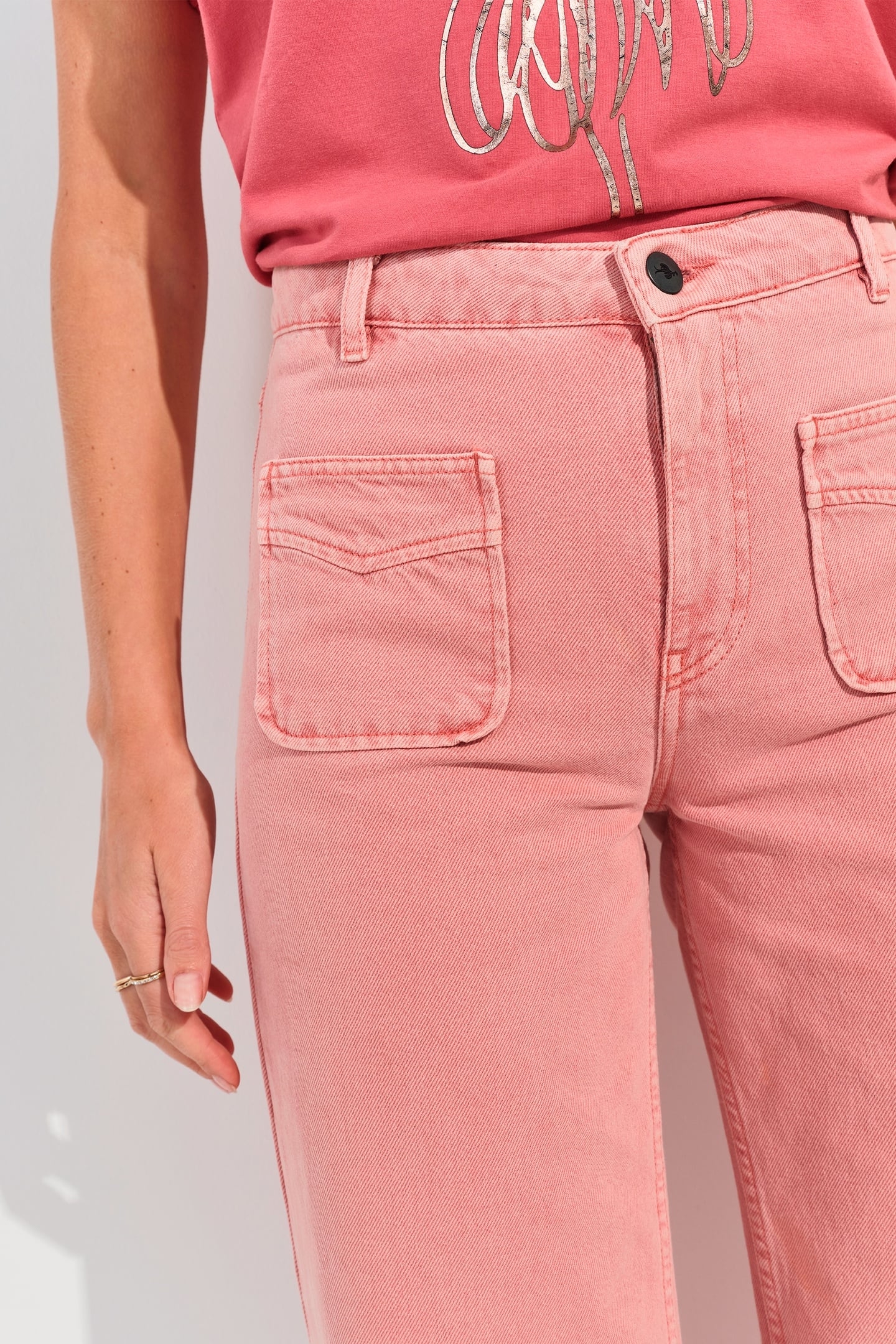 LE HAILEY - OVERDYED PINK FLARED JEANS 5