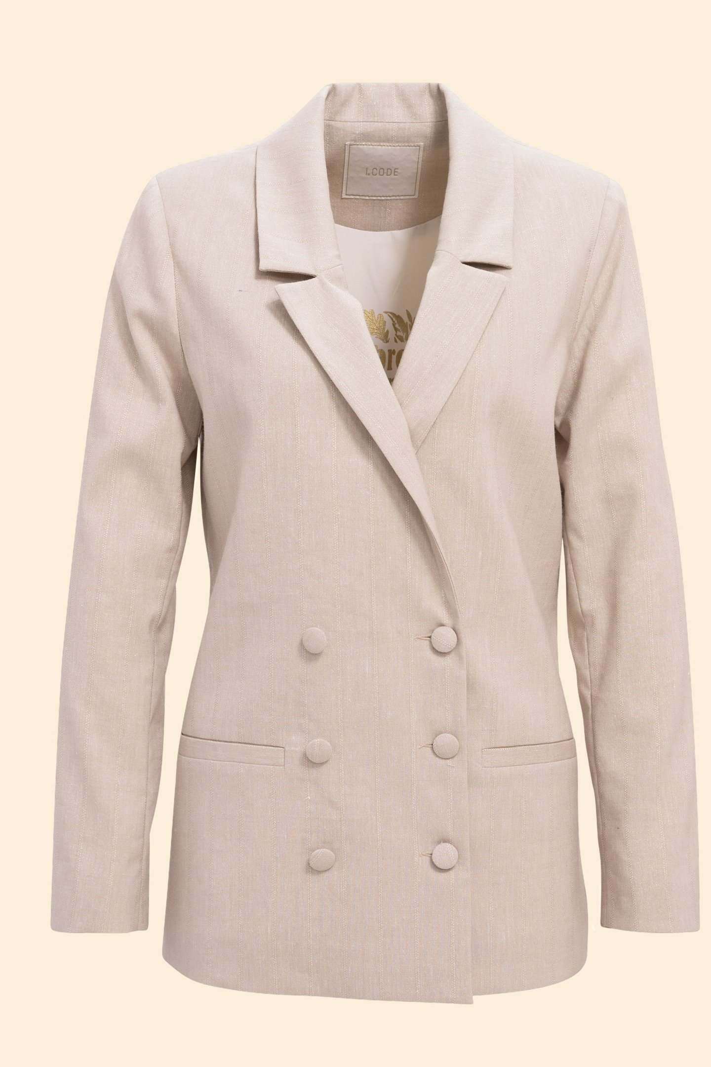 ECRU LUREX PINSTRIPE PATTERN SUIT JACKET ECRU 3