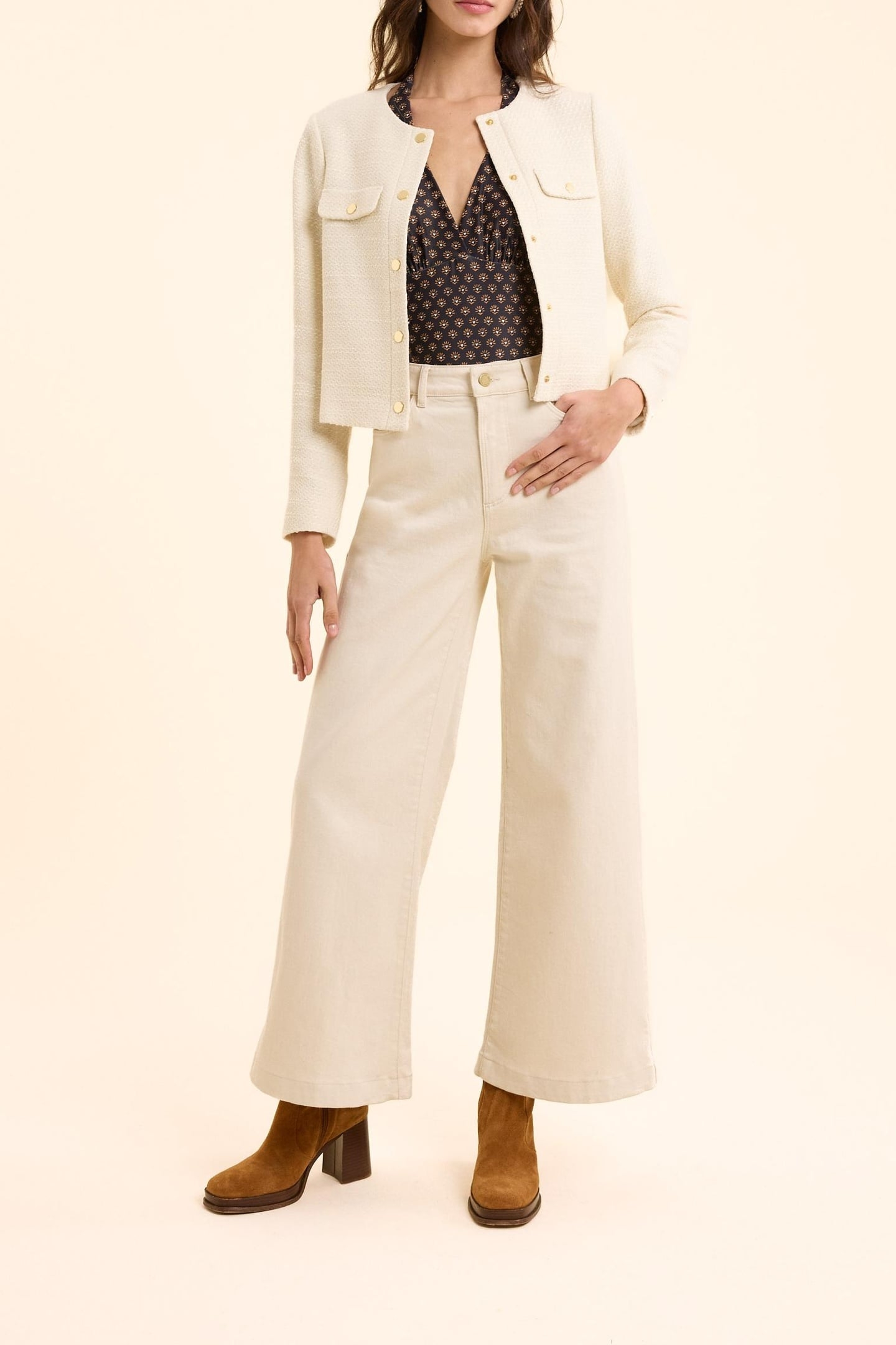 SHORT SQUARE JACKET IN ECRU I.CODE ECRU 2