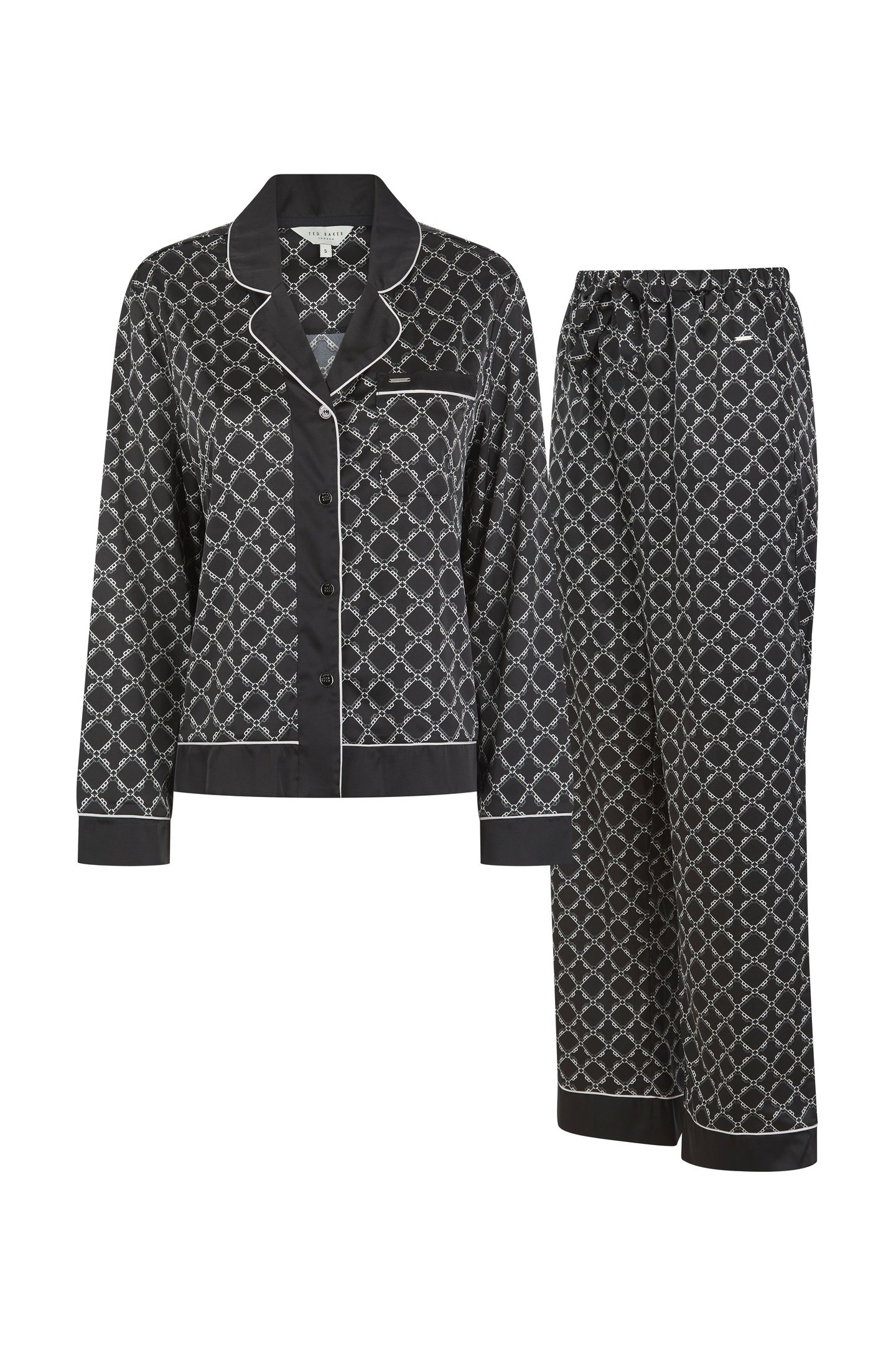 TILLY LONG MONOGRAM PRINTED PYJAMA SET JET BLACK PRINT 2
