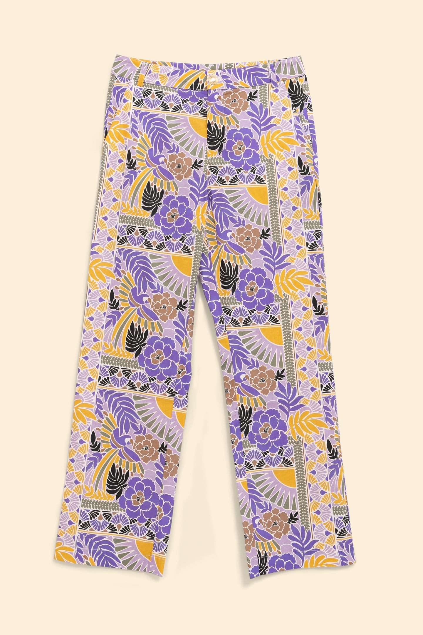 MAUVE WIDE-LEG TROUSERS WITH PARROT PRINT PARMA 3