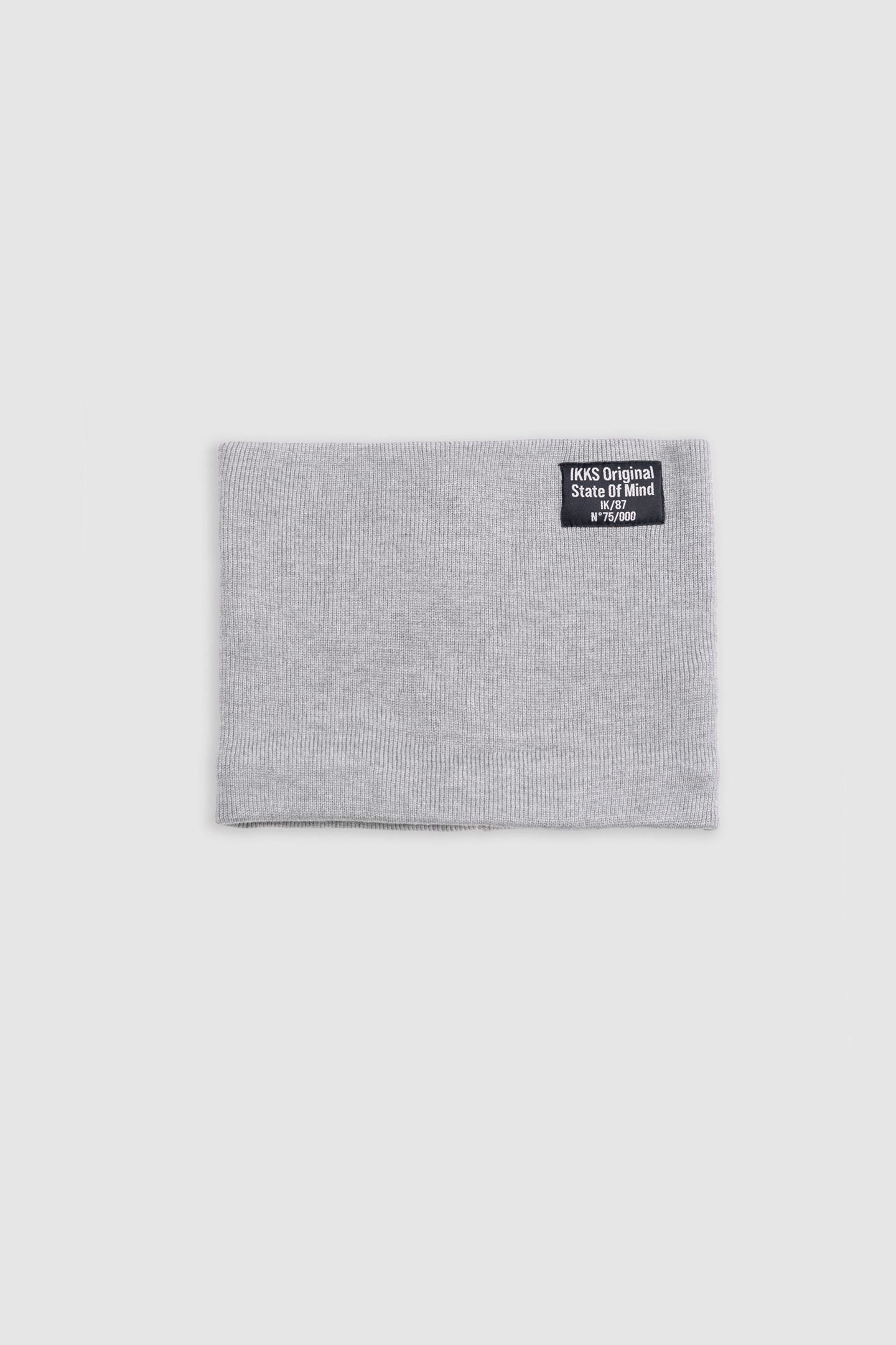 BOY'S GREY RECYCLED KNIT RUBBER LOGO SNOOD 1