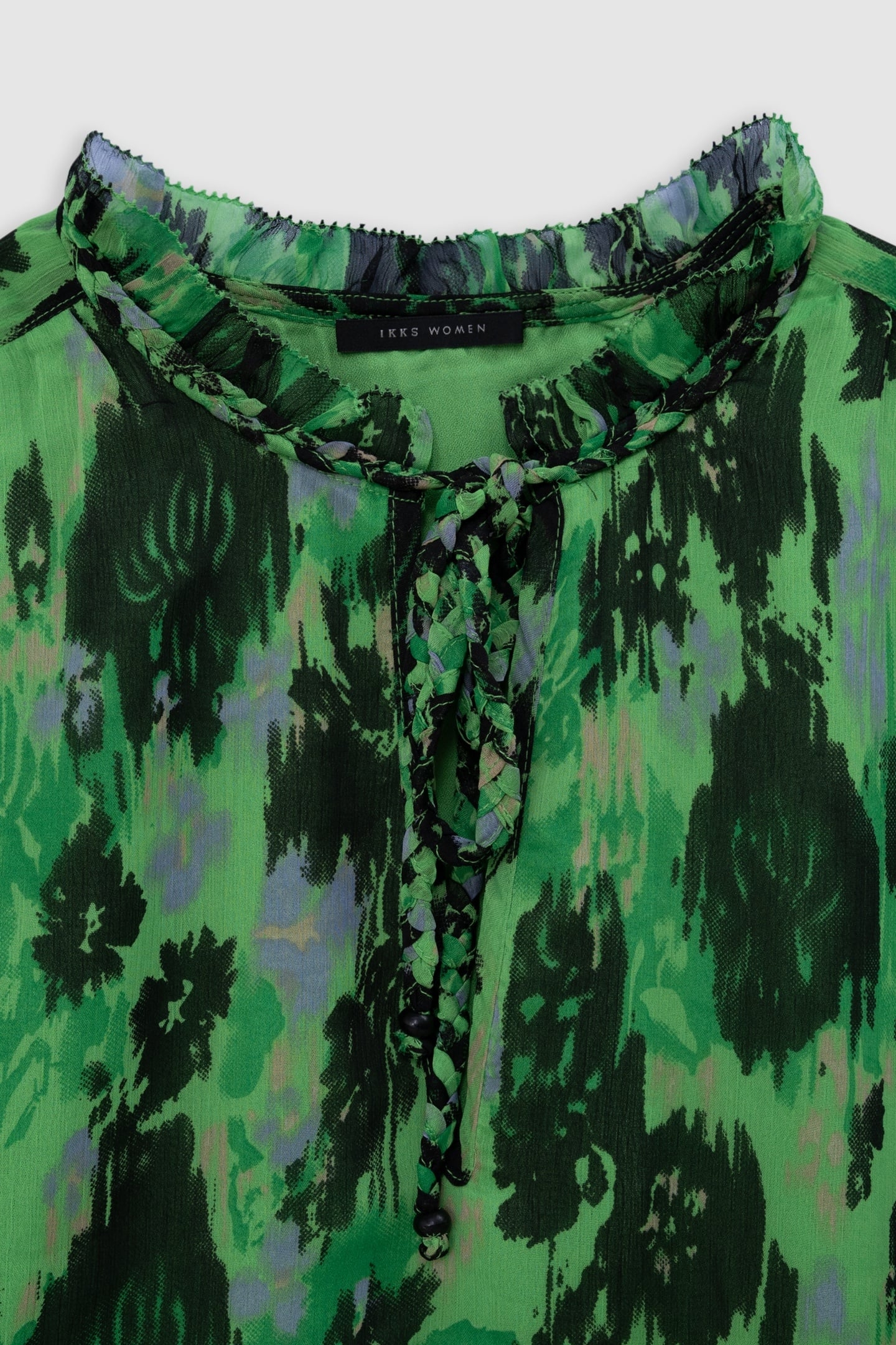 LOOSE-FITTING GREEN DRESS IN ABSTRACT PRINT 6
