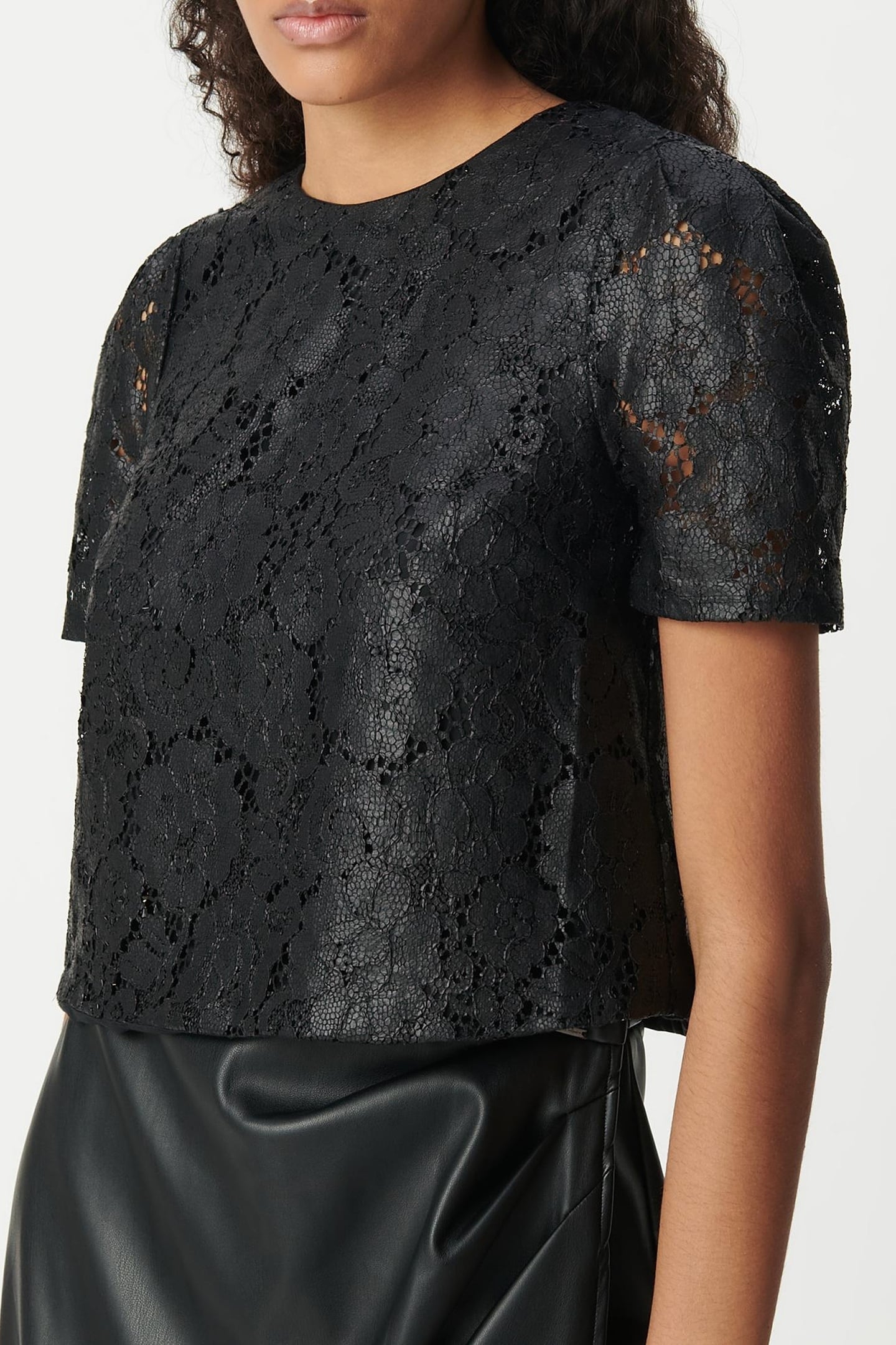 BLACK TOP WITH LACE COATING EFFECT 6