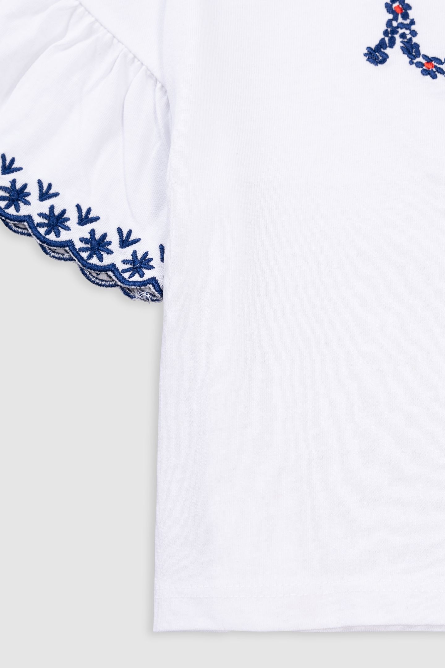 IKKS NAVY EMBROIDERED WHITE ORGANIC COTTON T-SHIRT 4