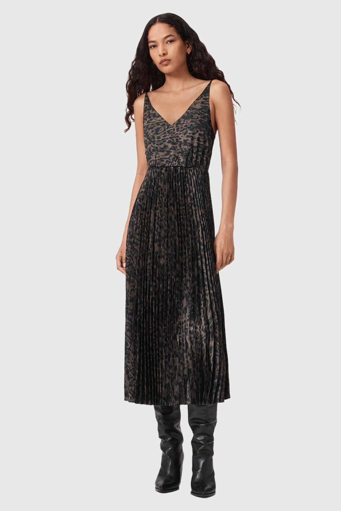 EVIA DRESS BLACK/FANGO GREEN 2