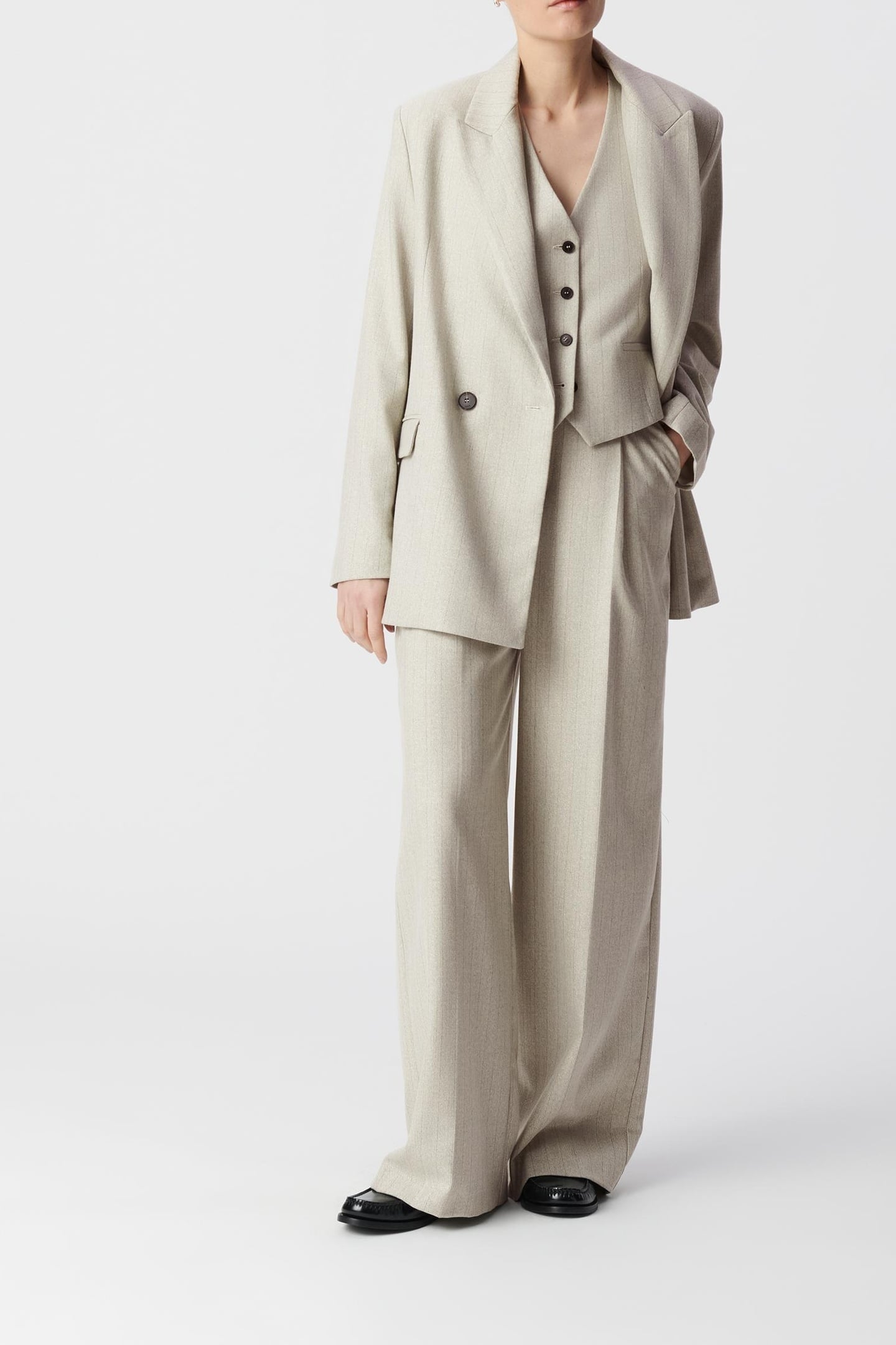 GREY LUREX STRIPE SUIT JACKET 1