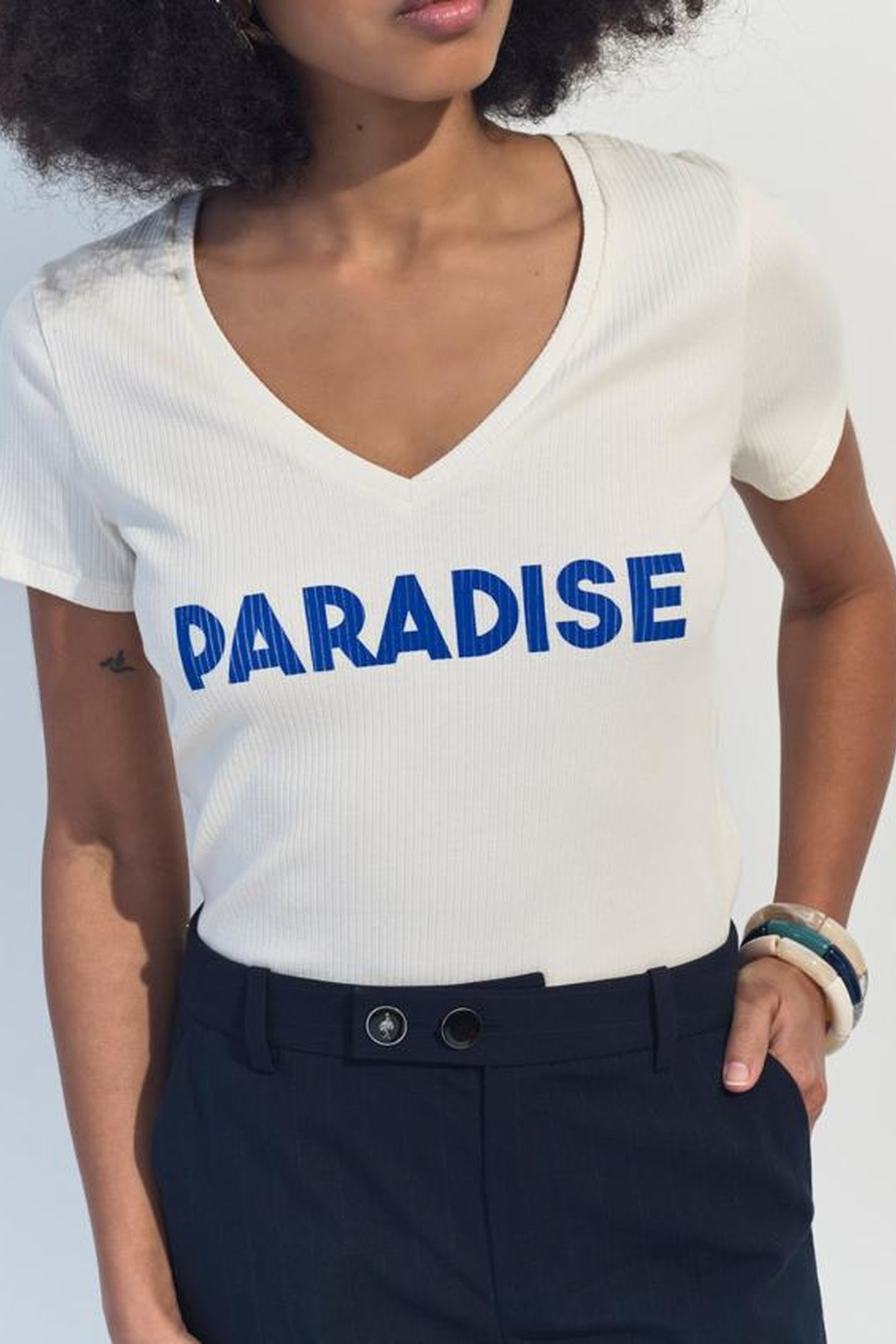 MIRO - WHITE RIBBED MESSAGE T-SHIRT 3