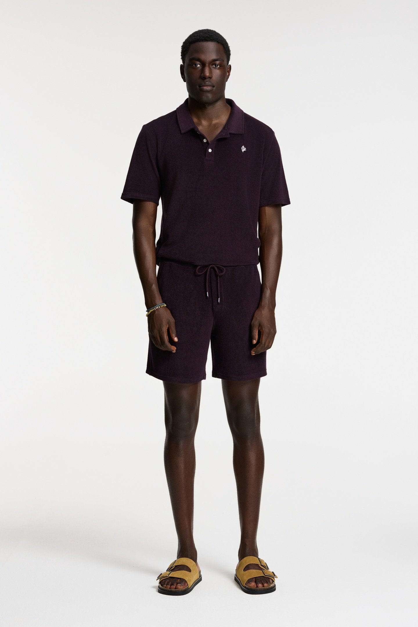 EVAN TOWELING SHORTS SOLID PURPLE ROCK 1