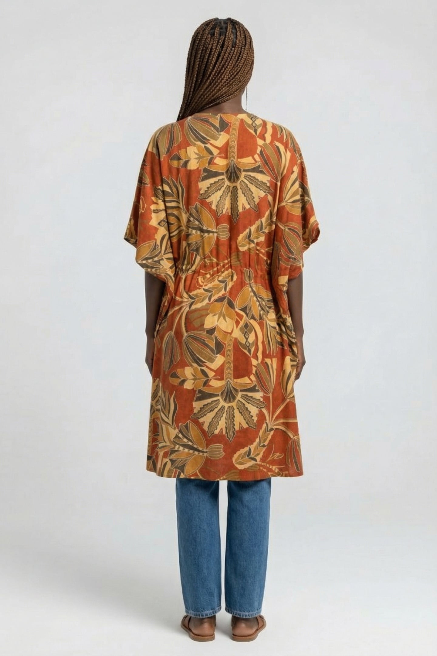KAFTAN YASSINA IN COPPER WITH PALMA PRINT 2