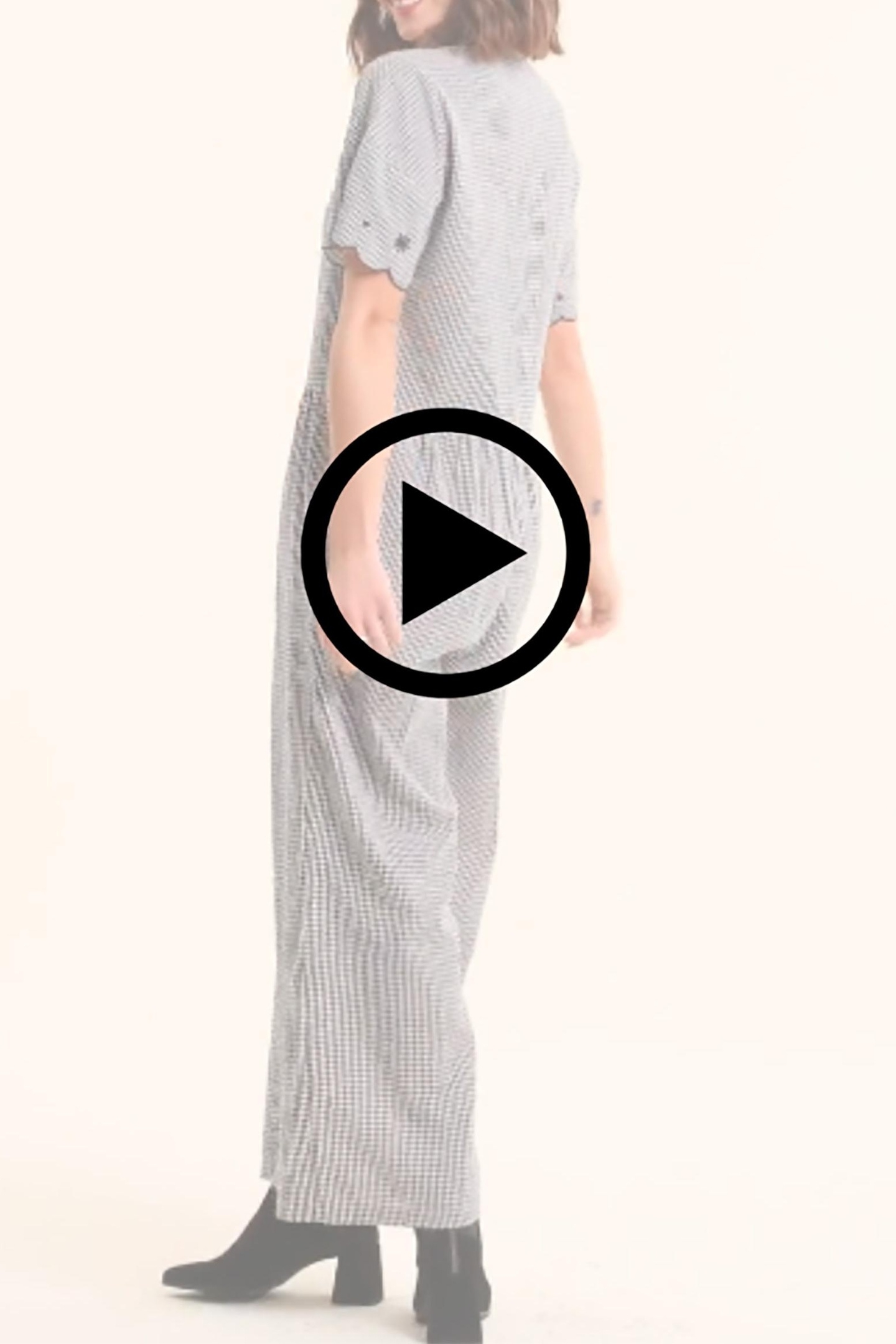 GINGHAM PATTERN TROUSER SUIT WITH EMBROIDERY ECRU 4