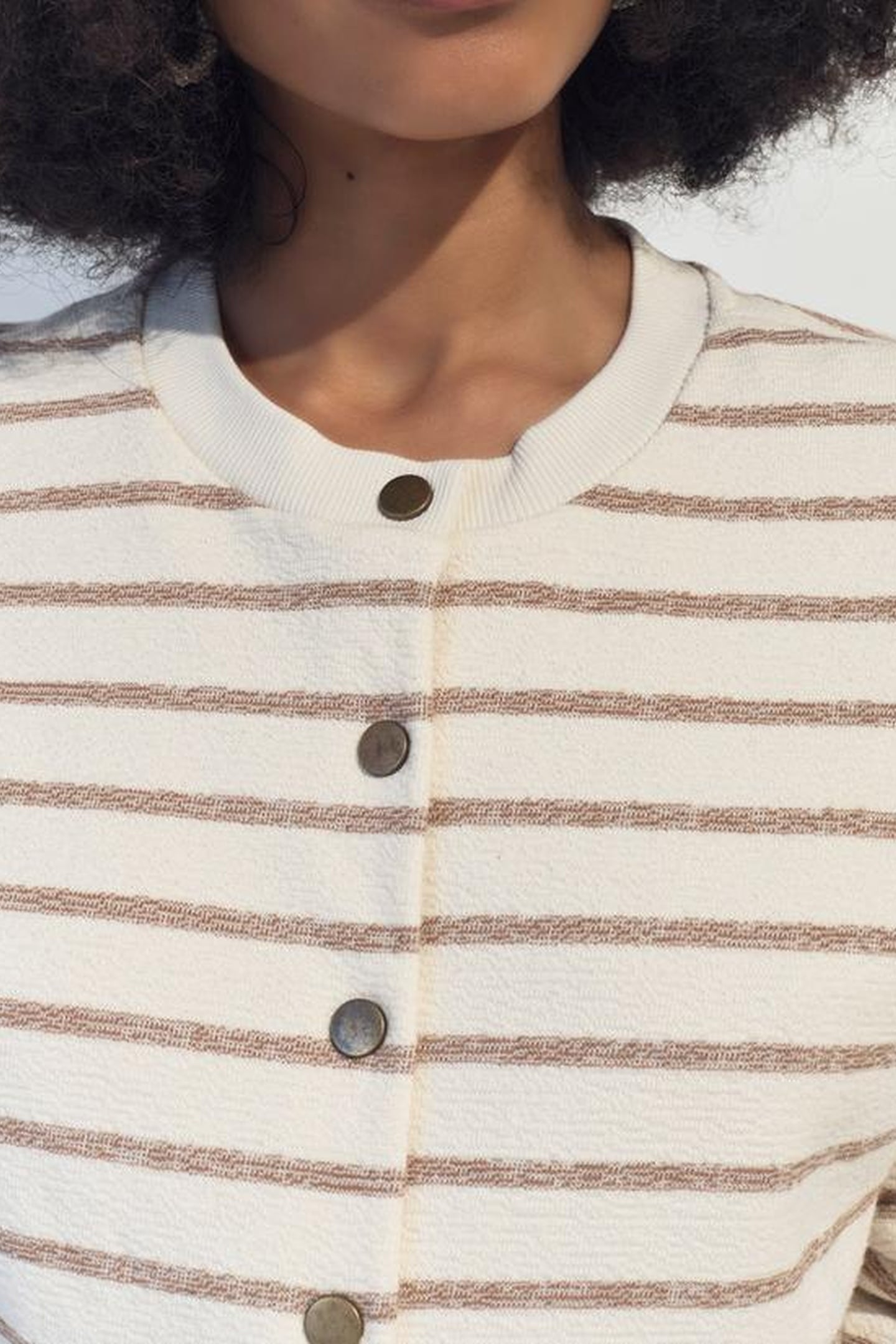 MANNY - ECRU BEIGE STRIPED CARDIGAN 6