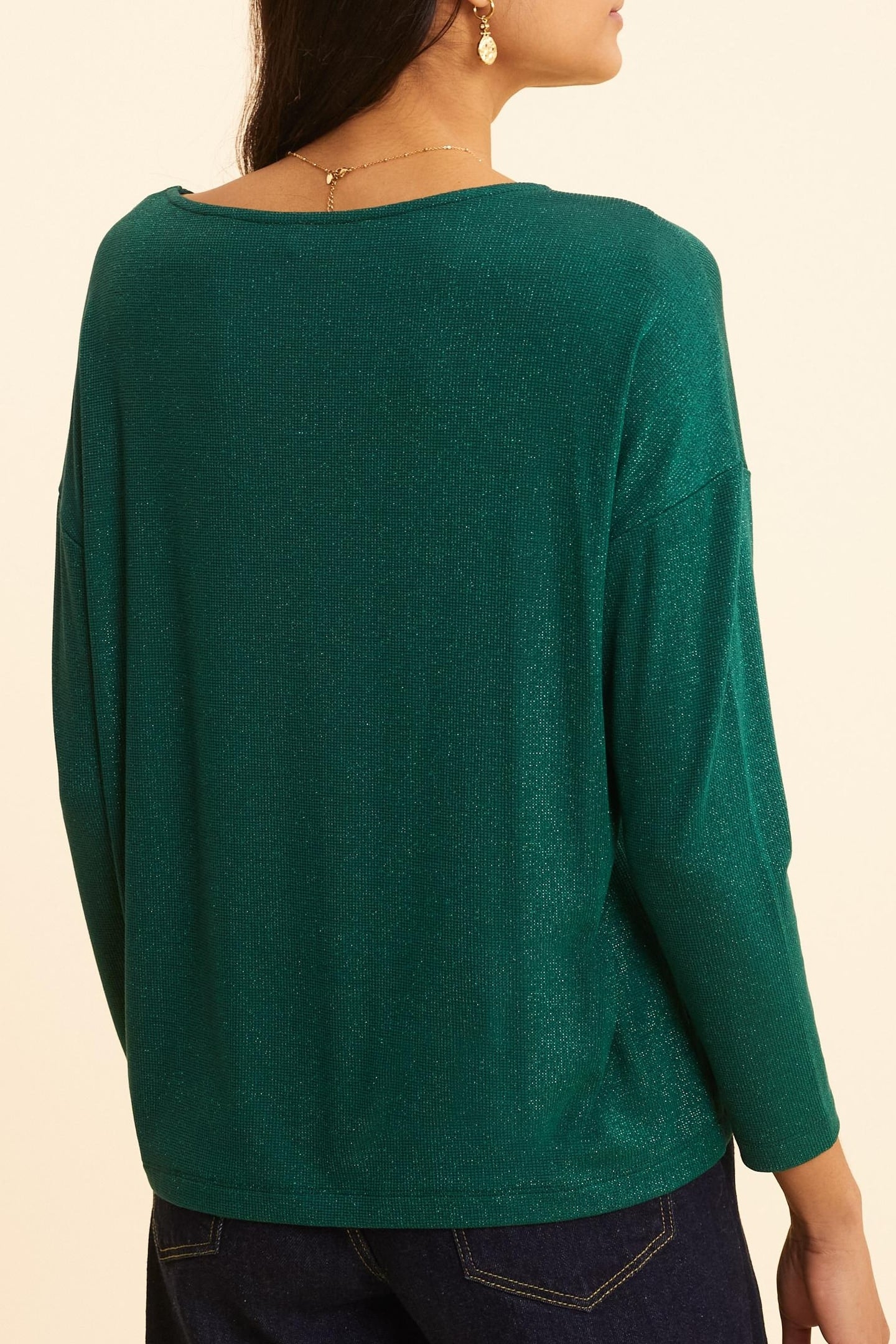 GREEN LUREX WAFFLE KNIT T-SHIRT GREEN 3