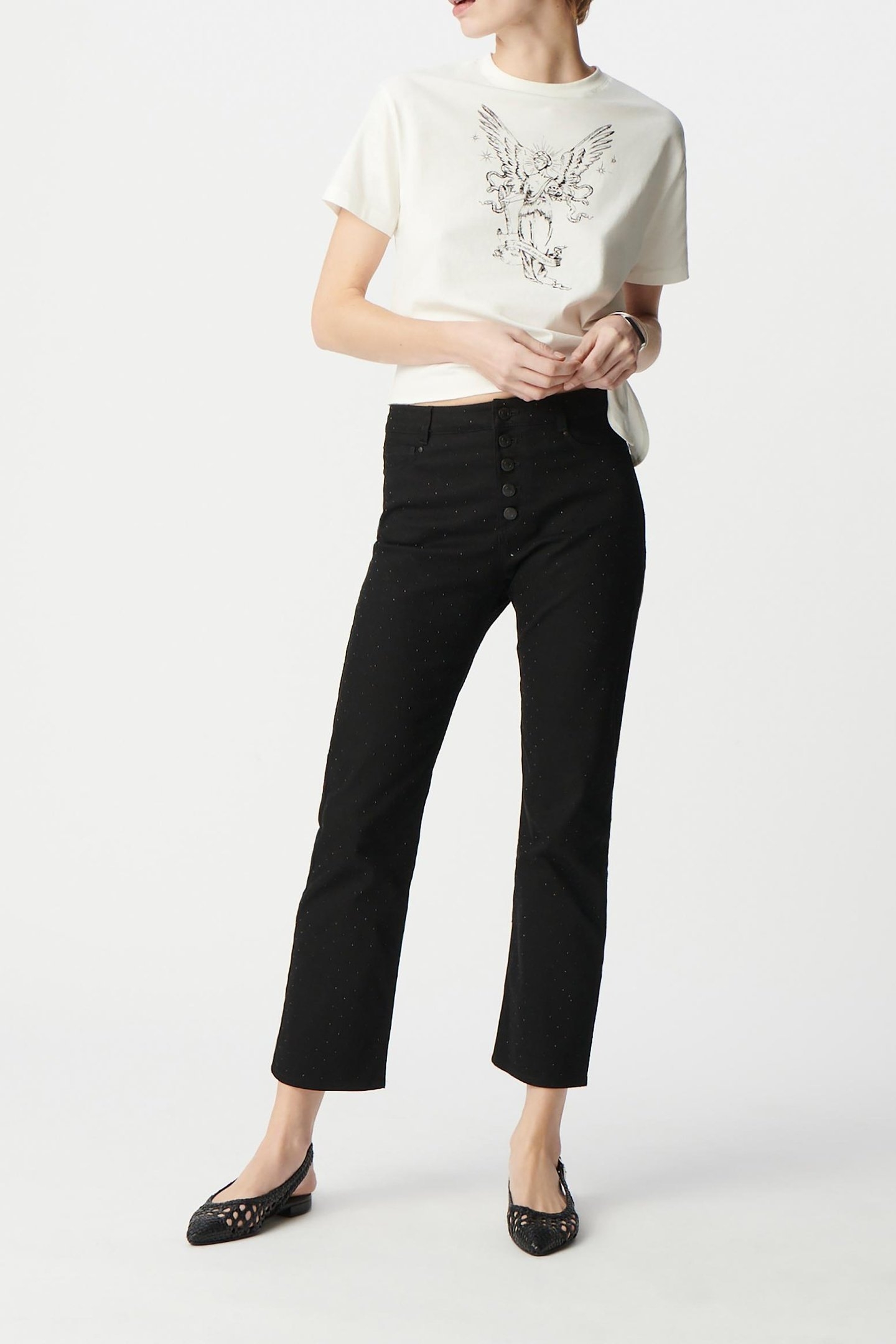 WHITE TEE-SHIRT ORGANIC COTTON TO TIE WINGED STATUE 1