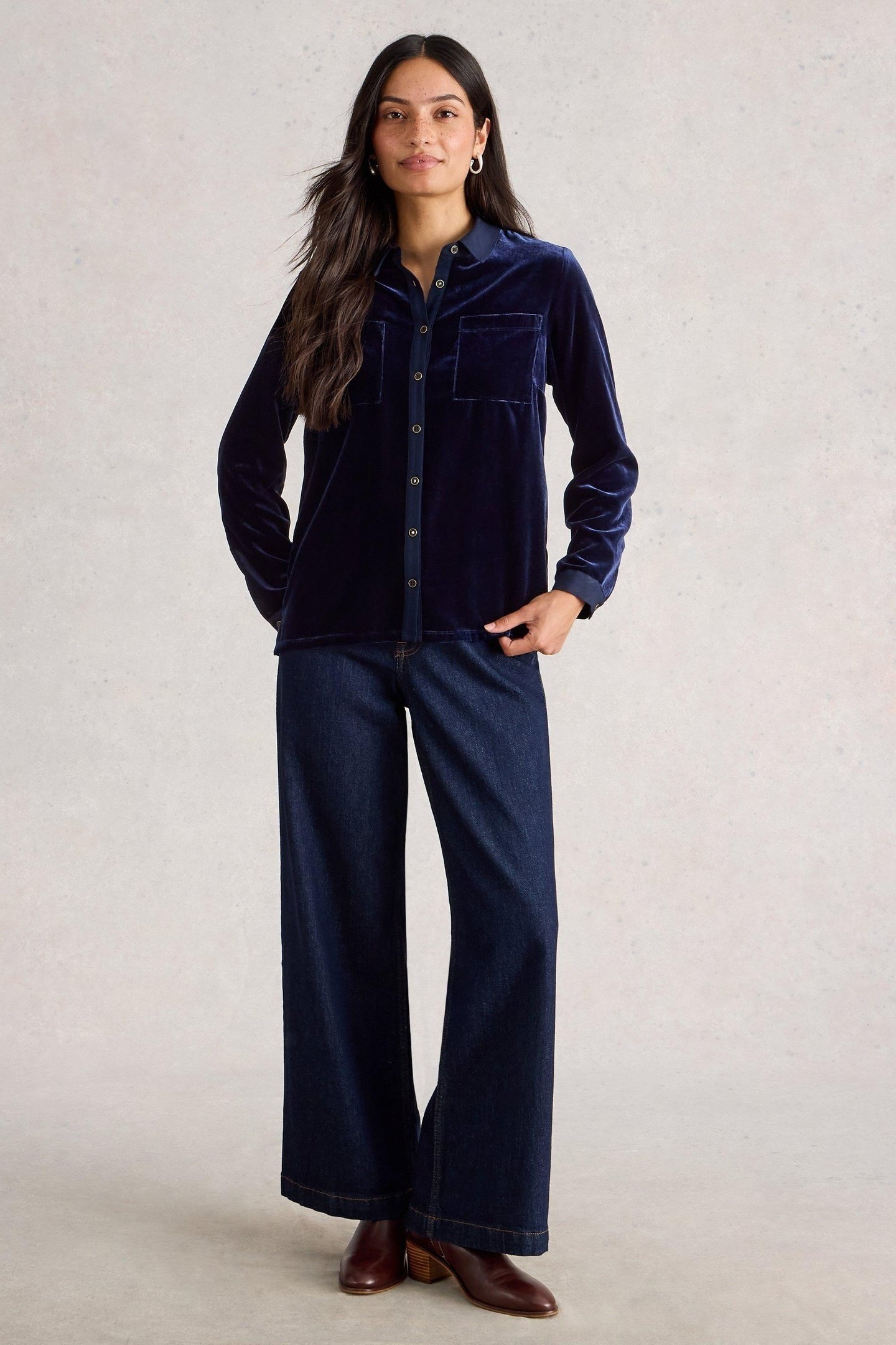 SOPHIE VELVET SHIRT DARK NAVY 1