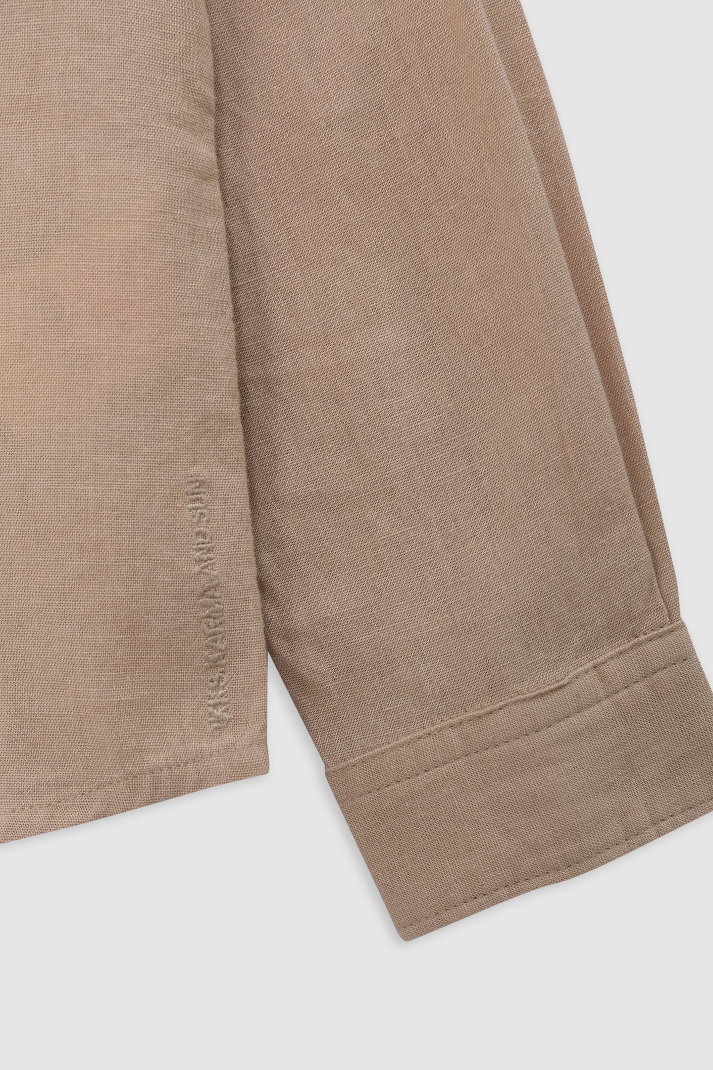 BEIGE COTTON AND LINEN MIX SHIRT 5