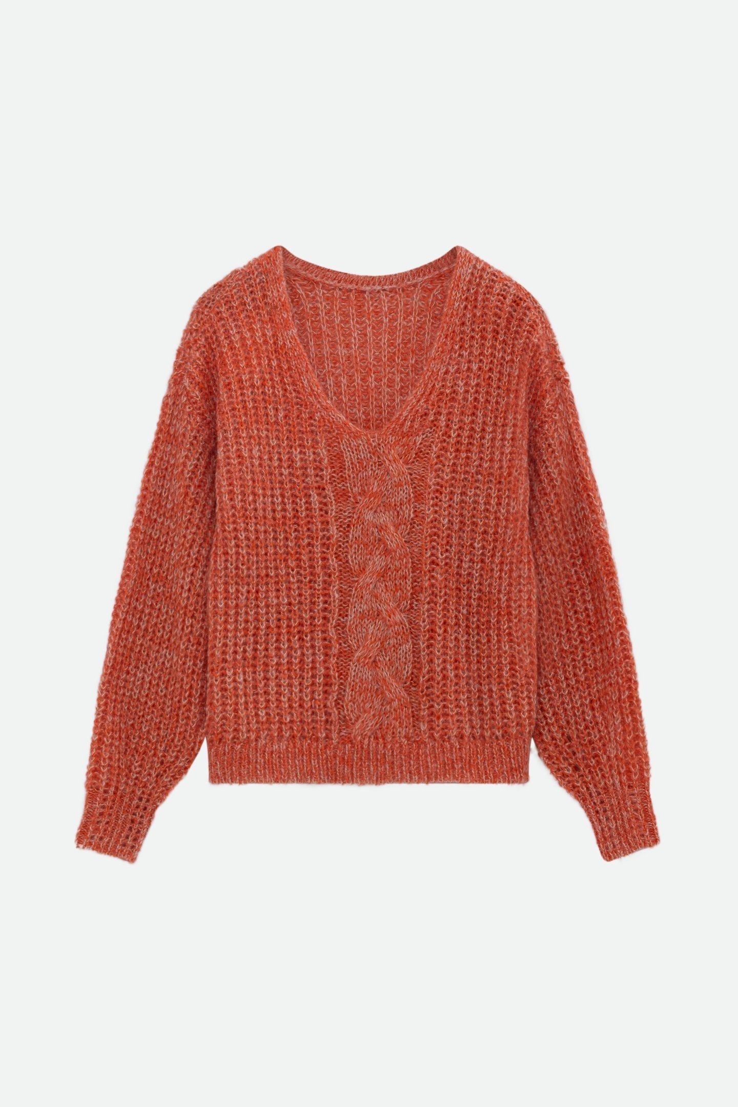 TIAGO - ORANGE REVERSIBLE KNIT SWEATER FRONT/BACK 6