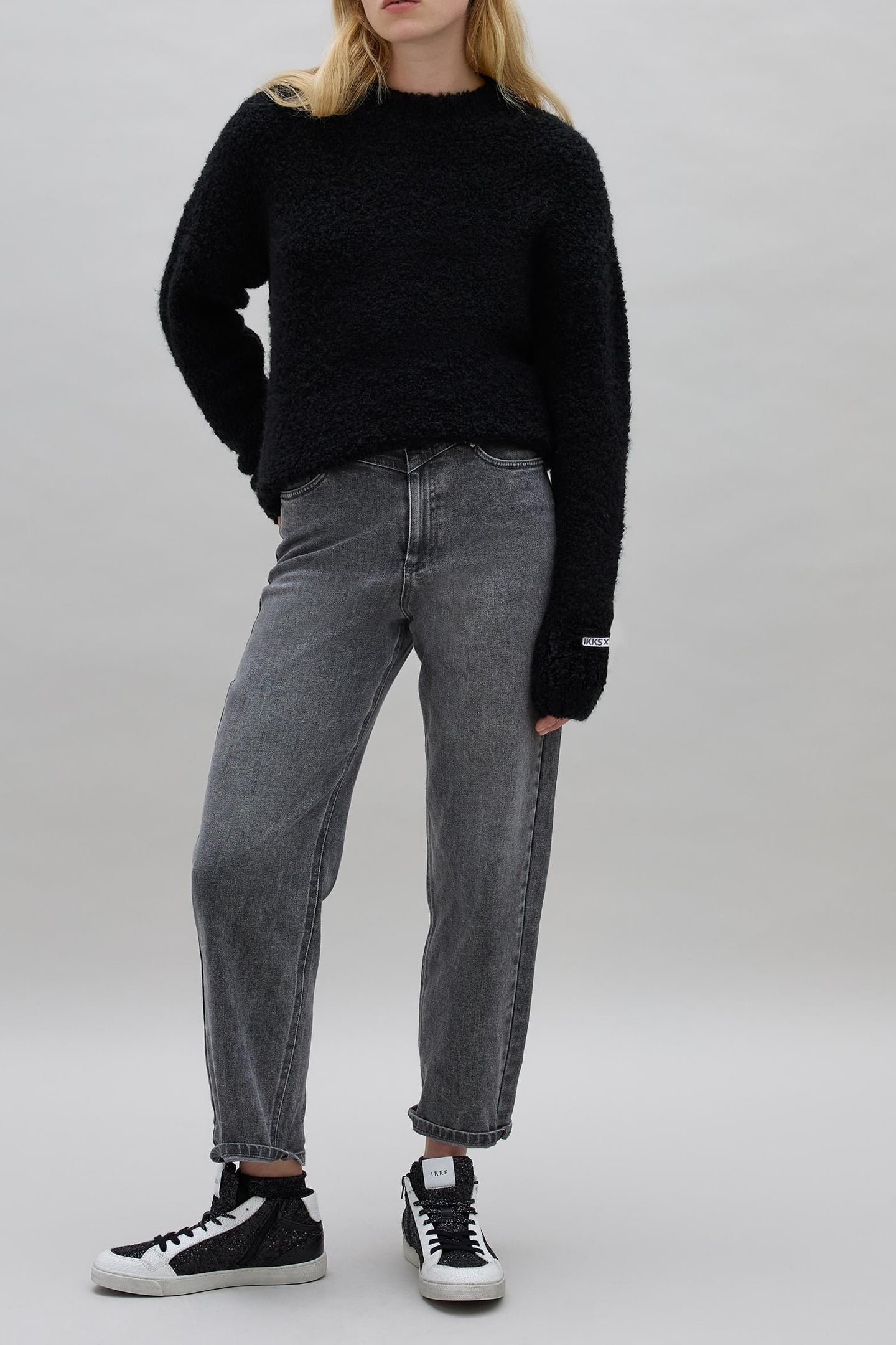 IKKS X DUVILLARD BLACK PATTERNED KNIT SWEATER 1