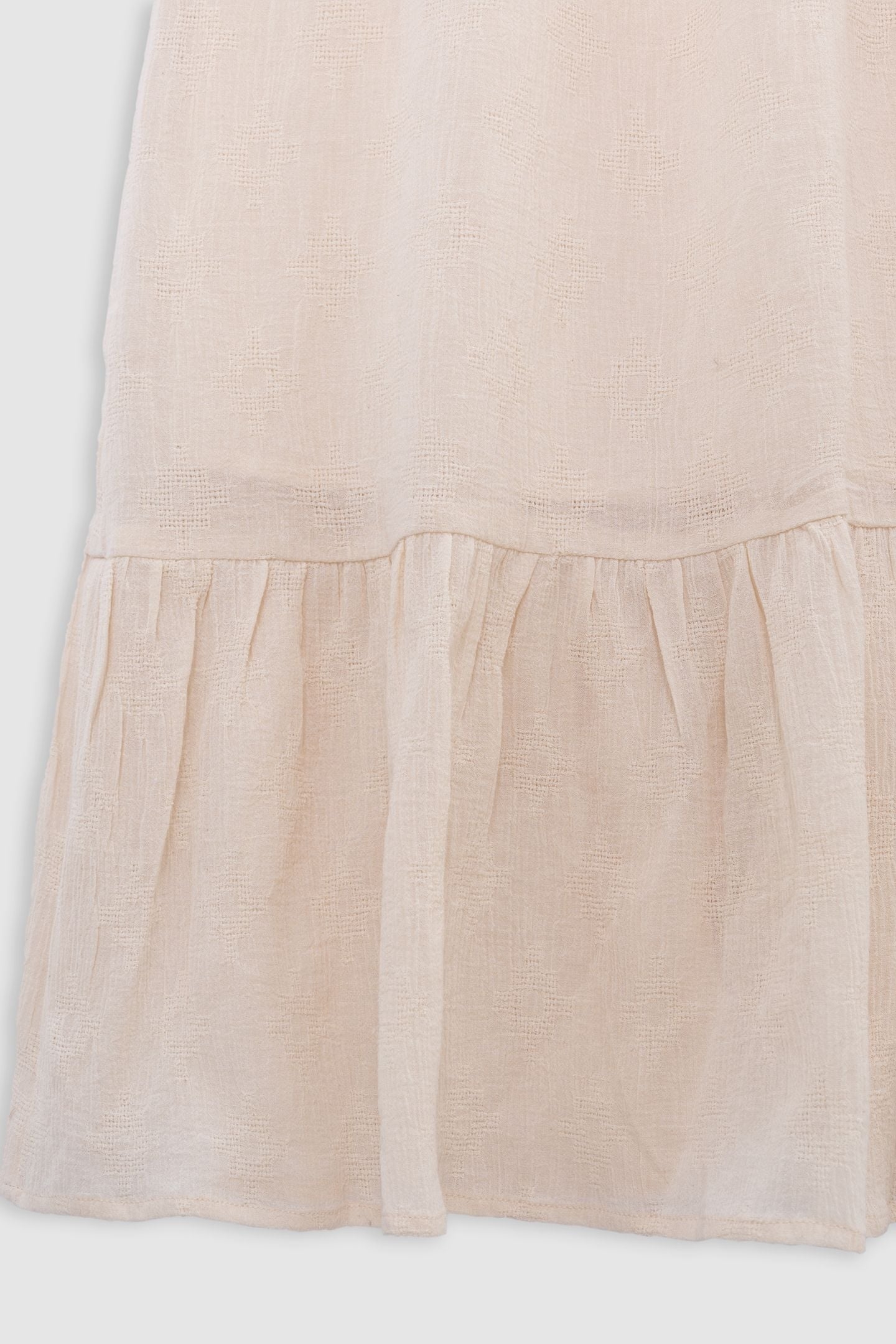 LONG ECRU DRESS WITH ELASTICATED NECKLINE 4