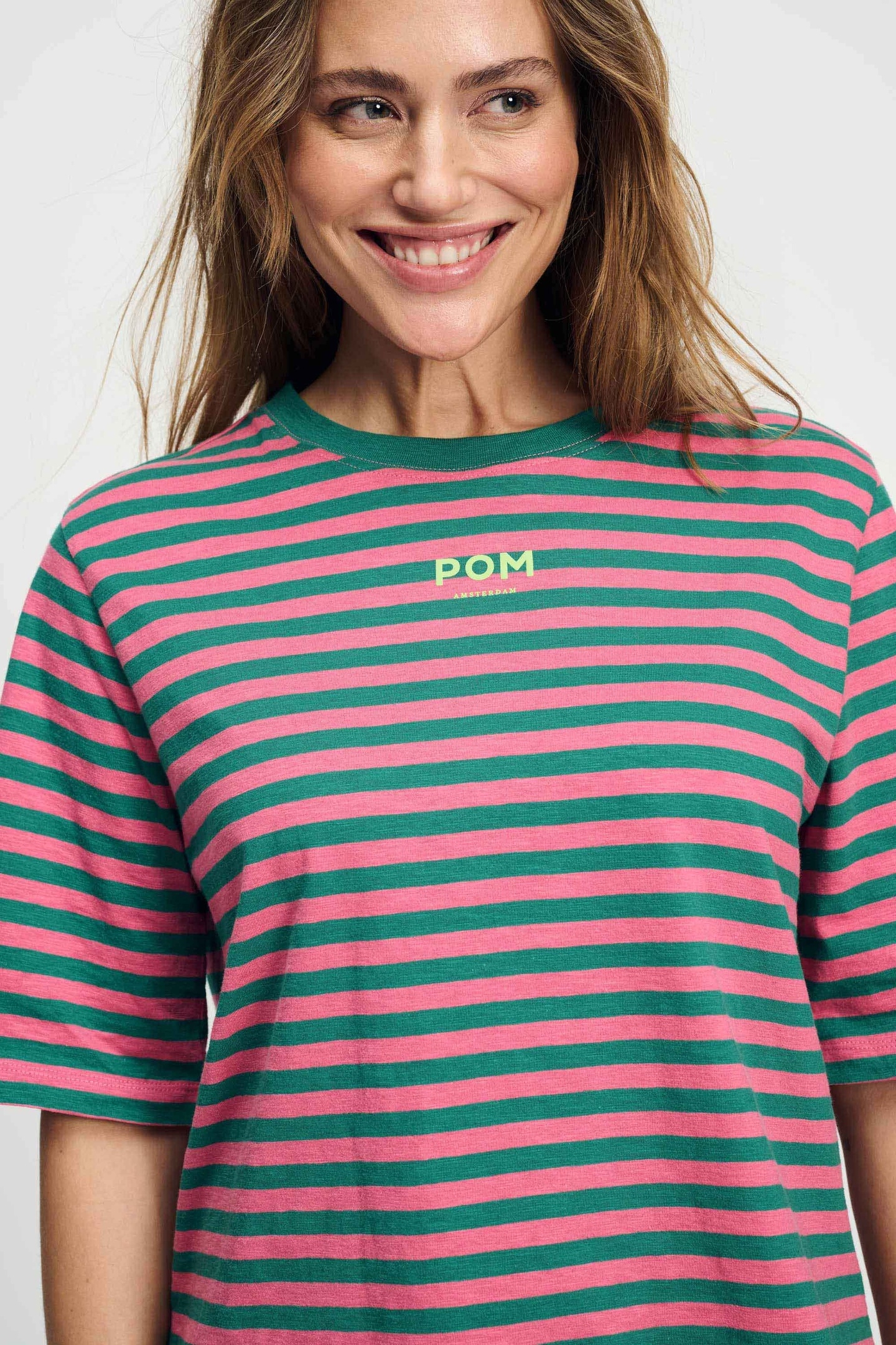 TSHIRT - STRIPED PINK GREEN MULTI COLOUR 5