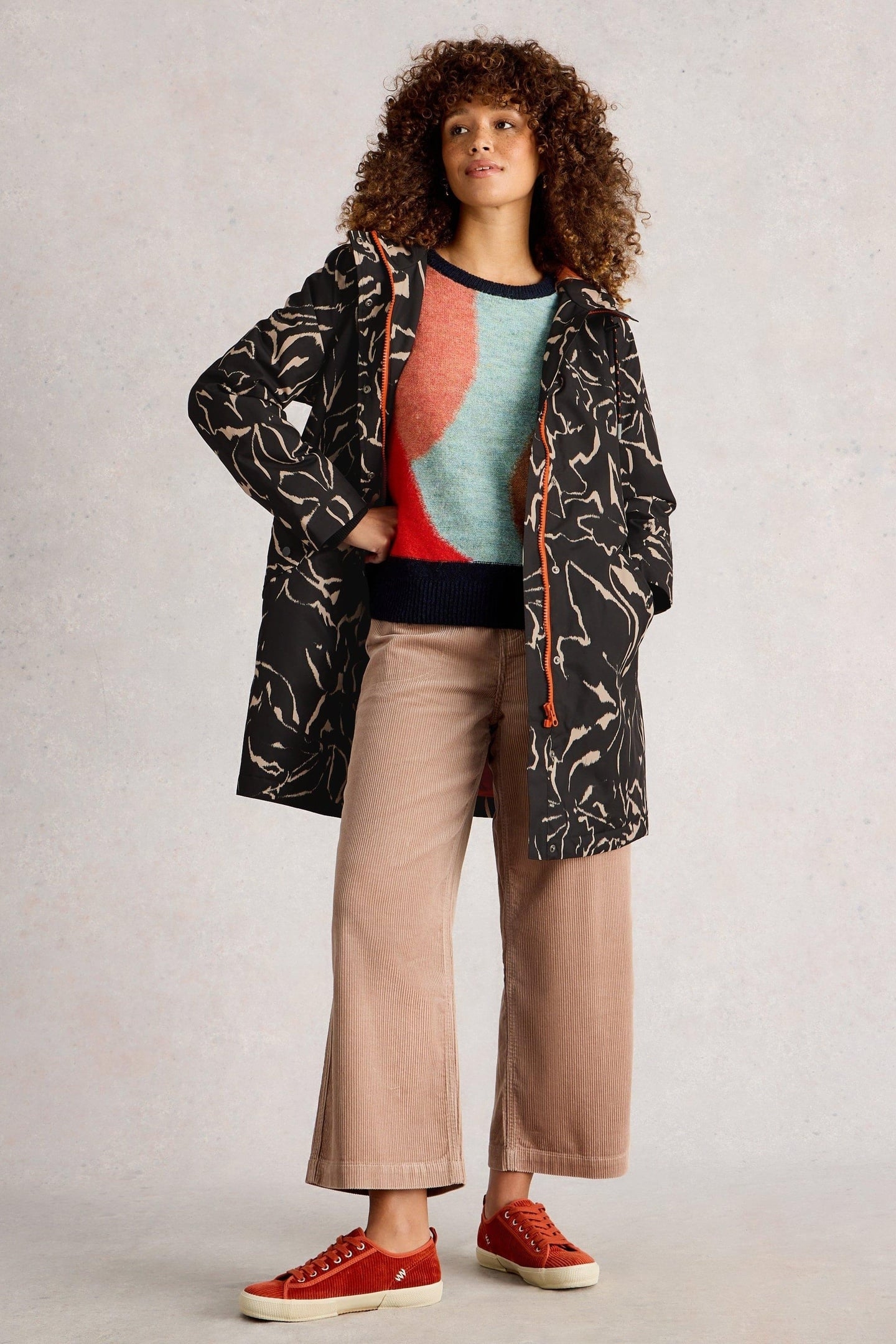 WILLOW WATERPROOF COAT BLACK PRINT 1