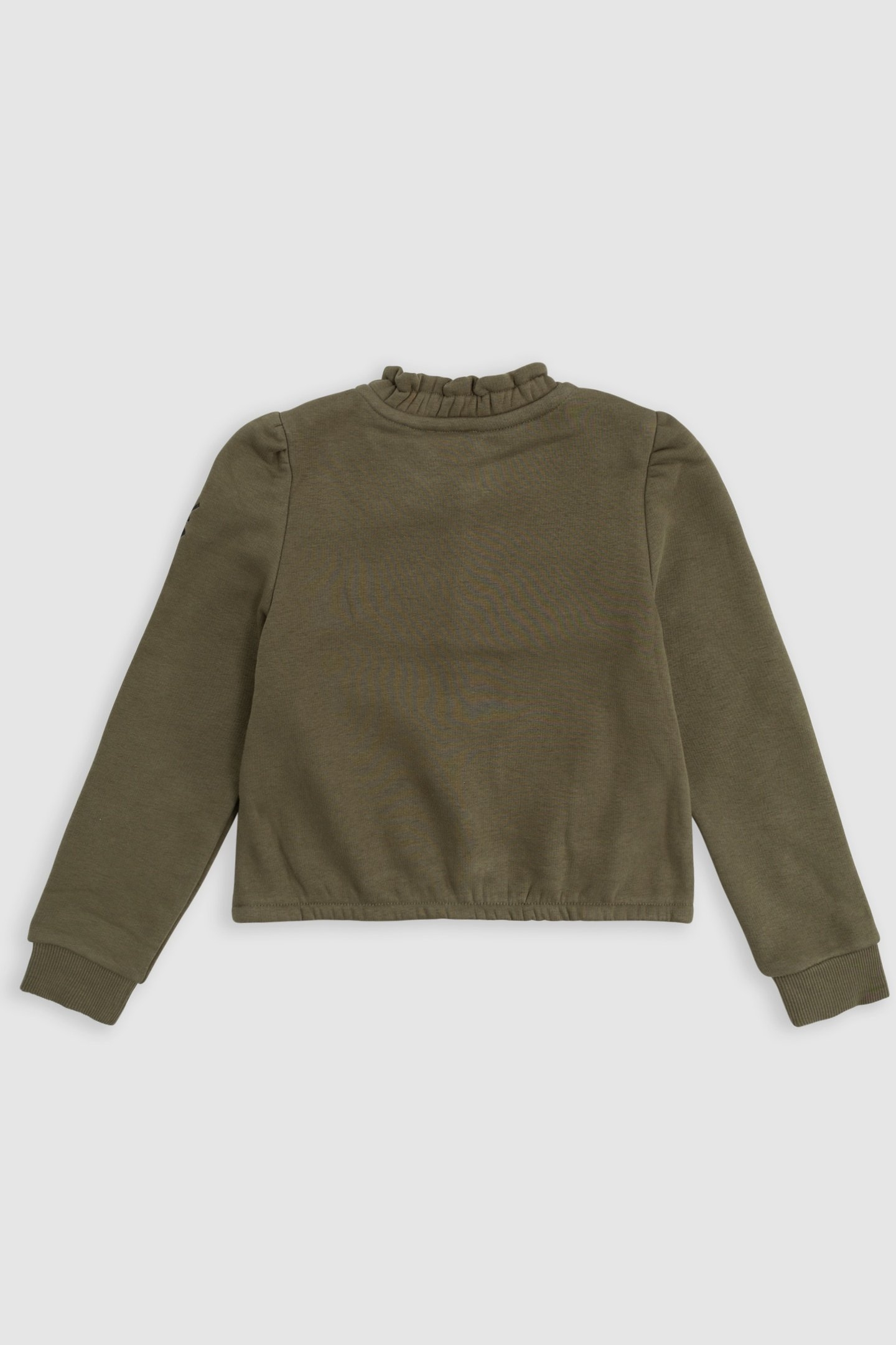 KHAKI CARDIGAN WITH FANCY BRAIDS ON GIRL'S POCKETS 2