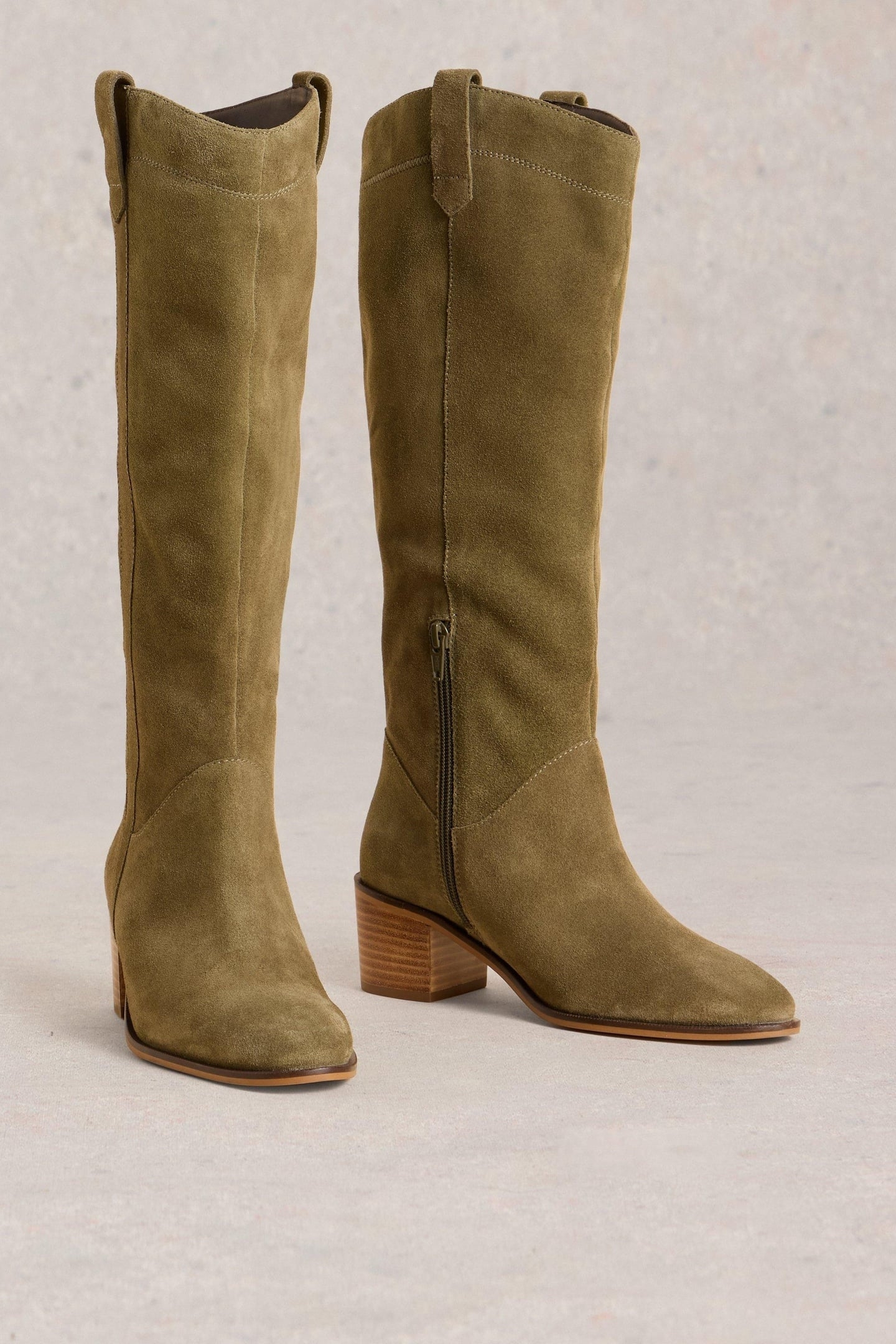 IZZY SUEDE KNEE HIGH BOOT KHAKI GREEN 1