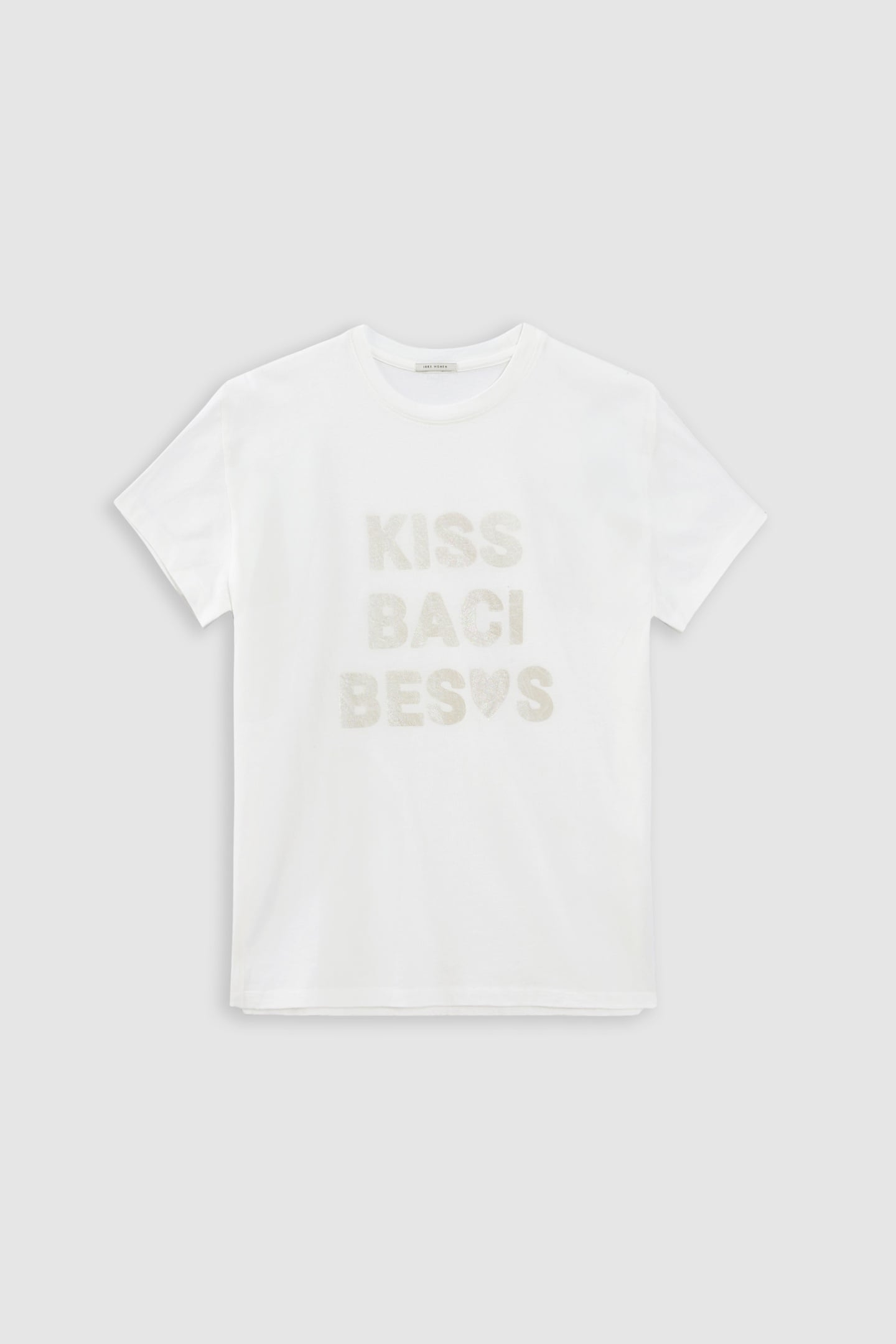 WHITE SHORT-SLEEVED T-SHIRT WITH IRIDESCENT SLOGAN 4