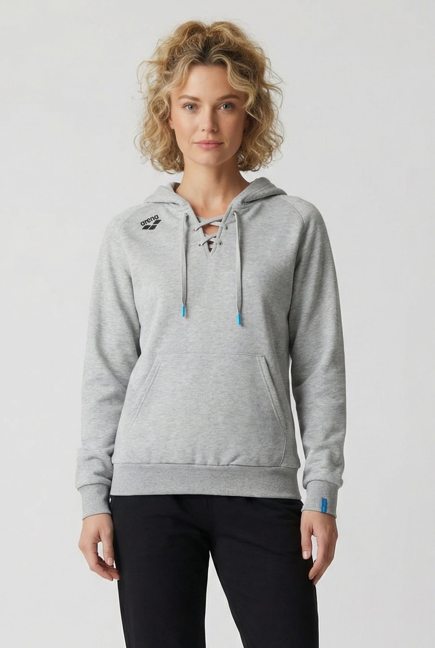 UNISEX TEAM HOODED SWEAT LACED MEDIUM GREY HEATHER-LACE 1