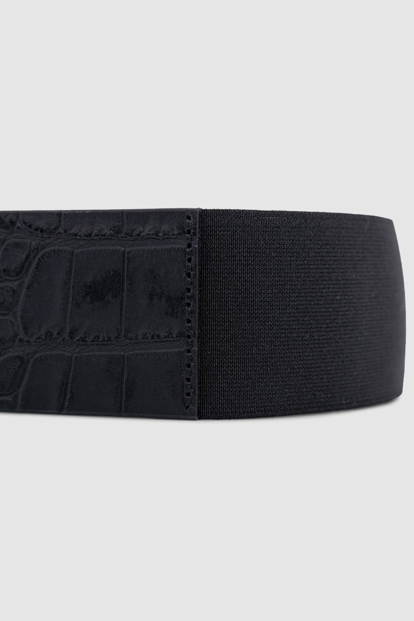 CROC-EMBOSSED LEATHER BLACK DRESS BELT 3