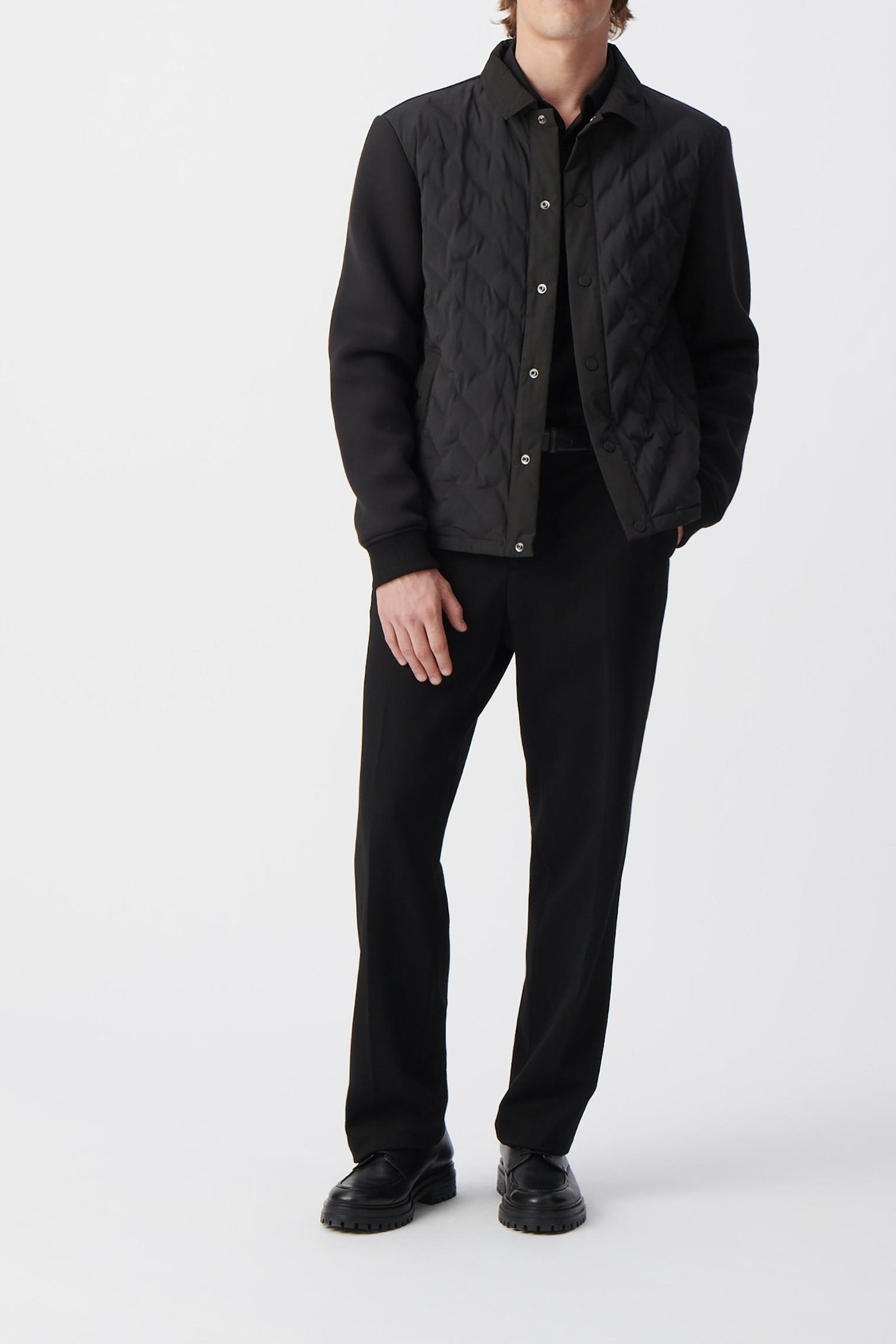 BLACK NYLON TWO-FABRIC LIGHT PADDED JACKET 3