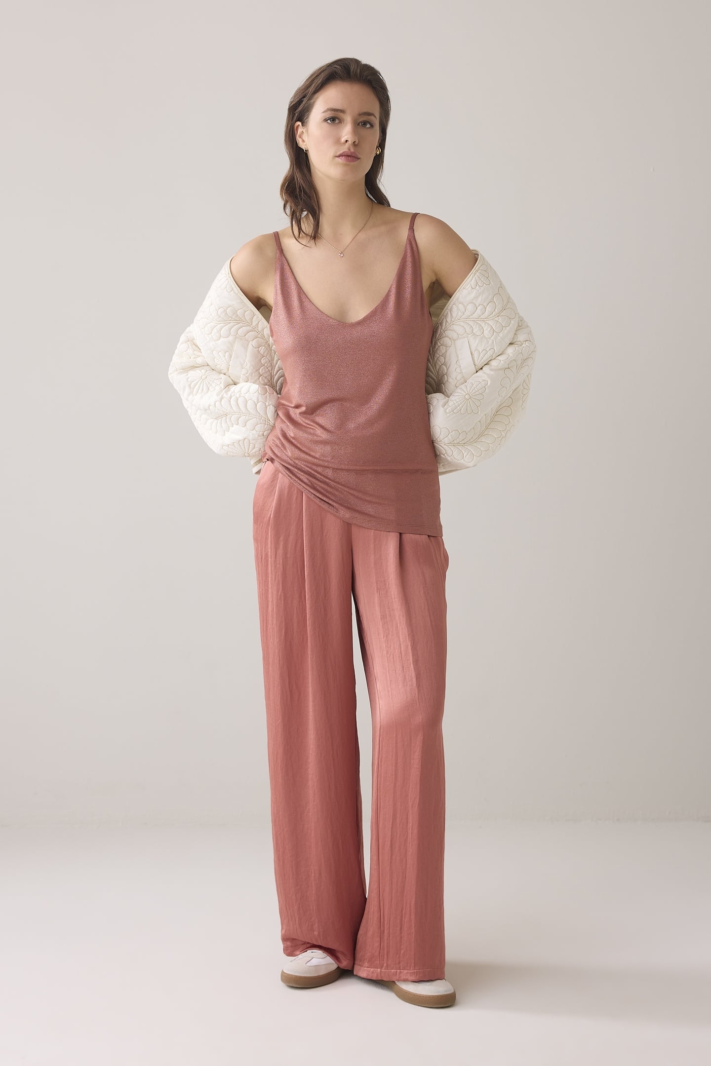 REVERSIBLE SINGLET METALLIC COATED JERSEY SEPHIA BLUSH 1