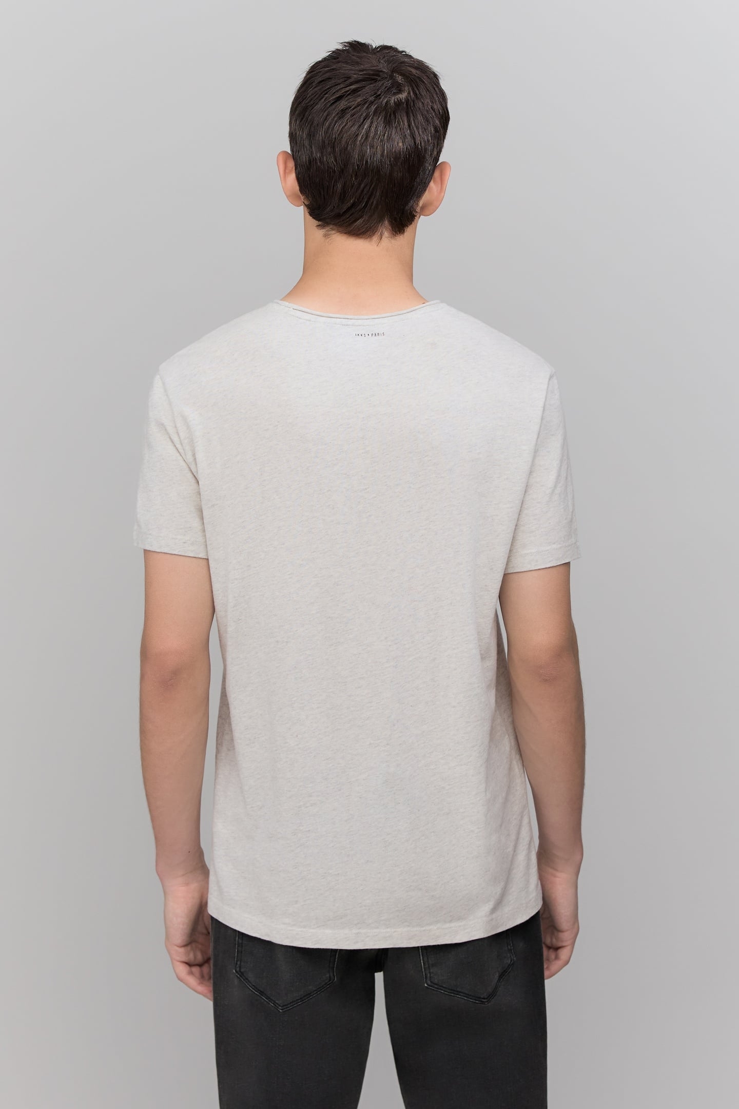 LIGHT GREY MARL UPCYCLED T-SHIRT WITH PRINT SLOGAN 3