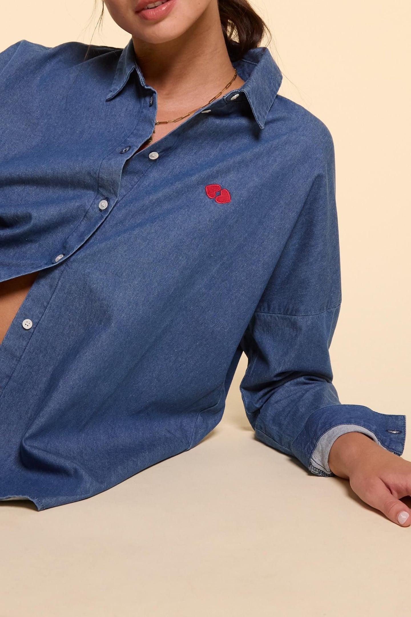 AUTHENTIC BLUE DENIM SHIRT WITH HEART EMBROIDERY AUTHENTIC B 4