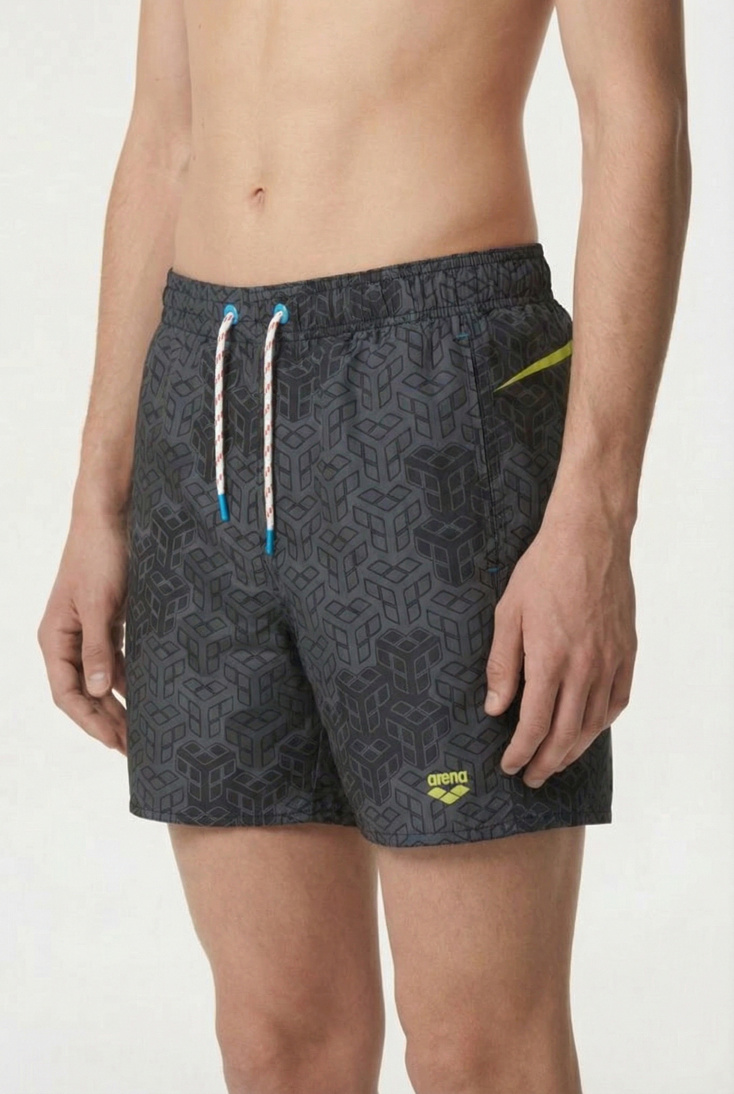 MEN'S ARENA PRO_FILE BEACH BOXER AO BLACK MULTI-SOFT GREEN 3