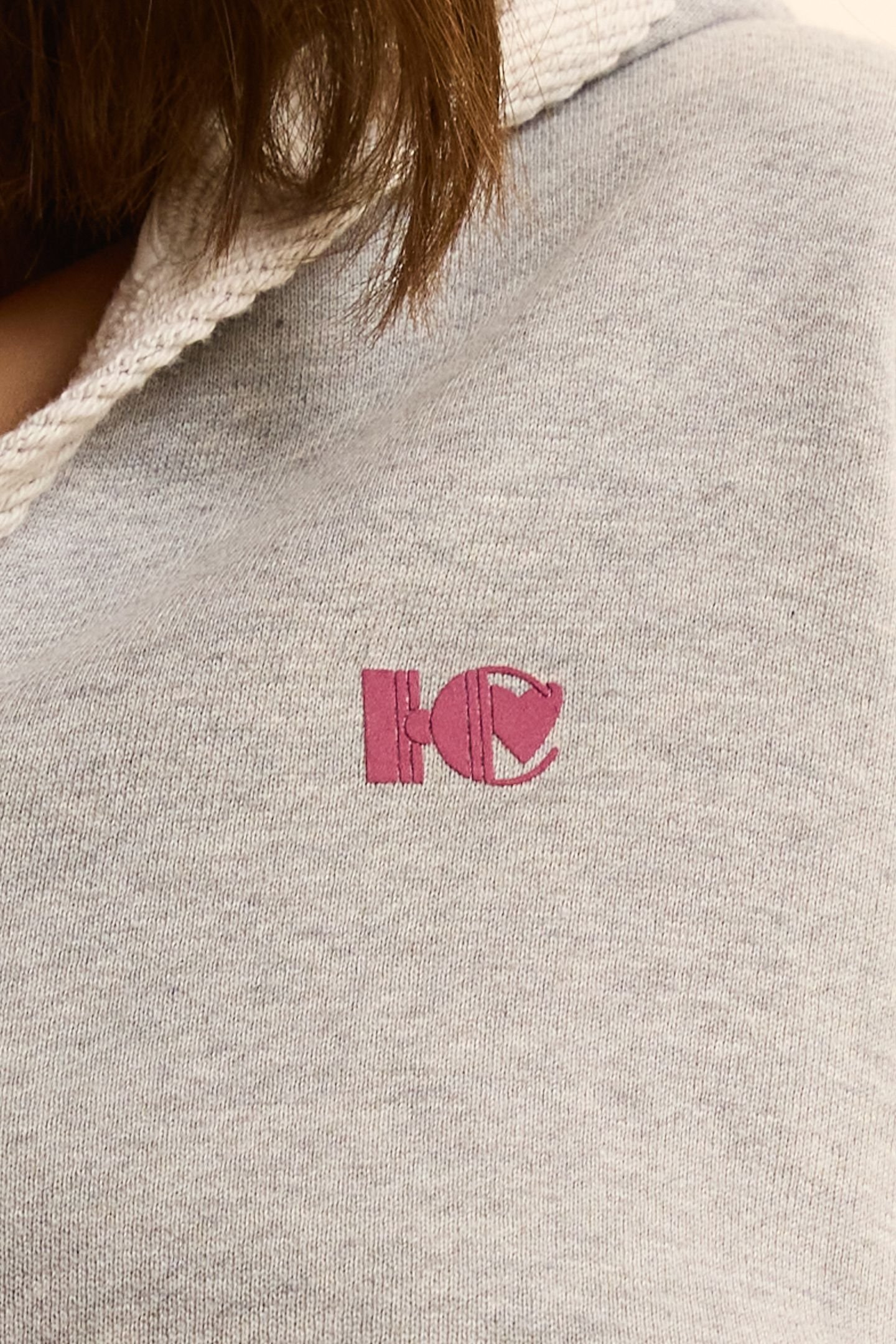 GREY HOODIE WITH WRAP-AROUND COLLAR HEATHER GREY 6