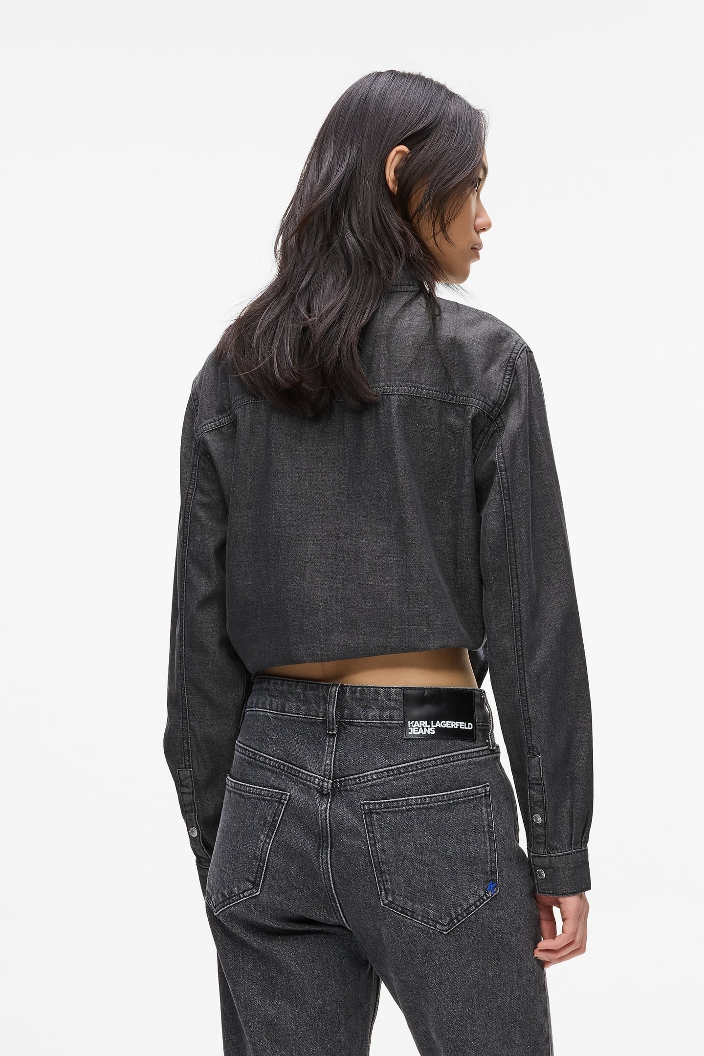 WASHED BLACK KLJ DENIM WRAP BLOUSE 4