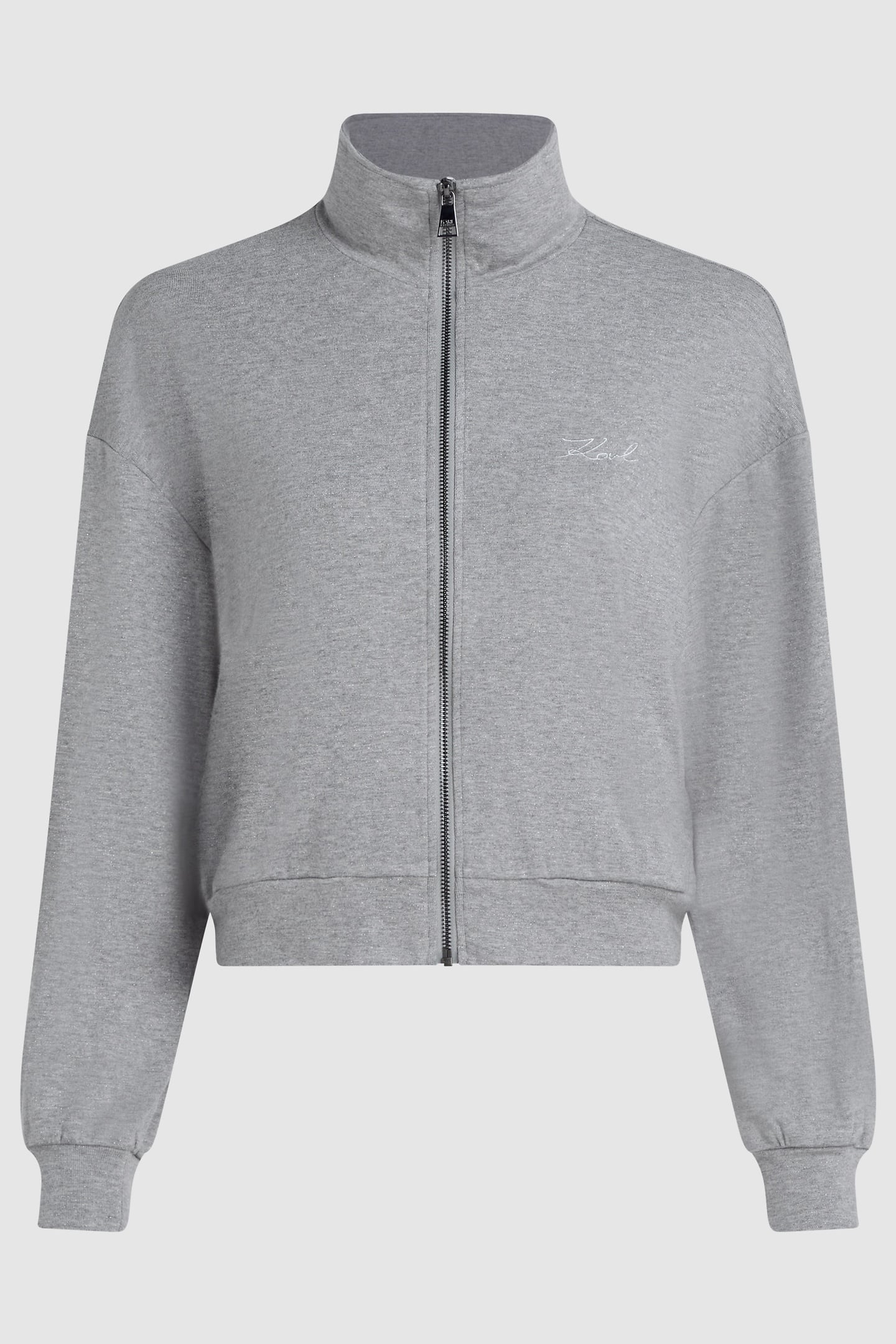 MEDIUM GREY MELANGE SIGNATURE LUREX ZIP UP 4