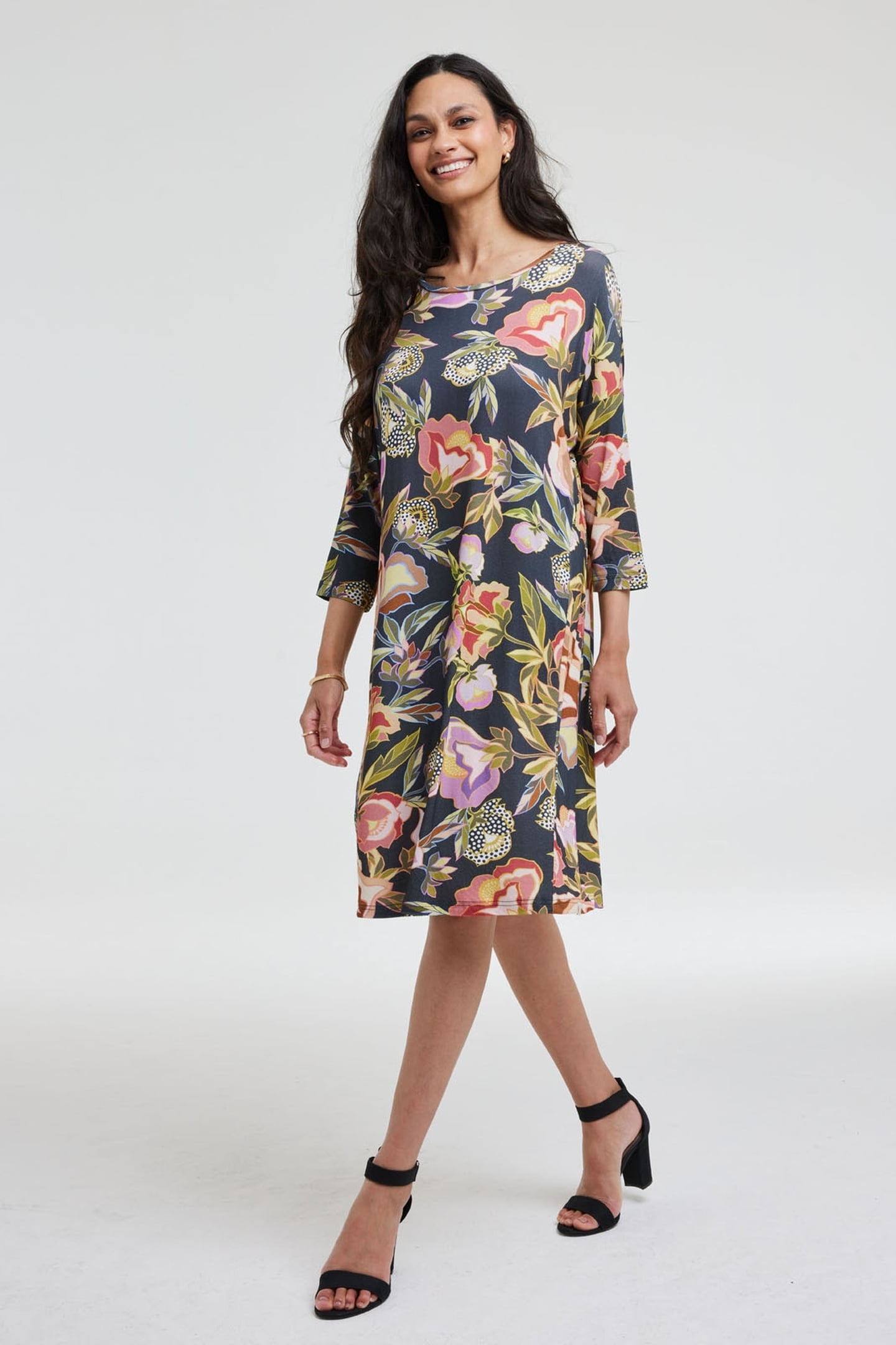 LOOSE DRESS FREEDOM GREY TWINKLE PRINT 1