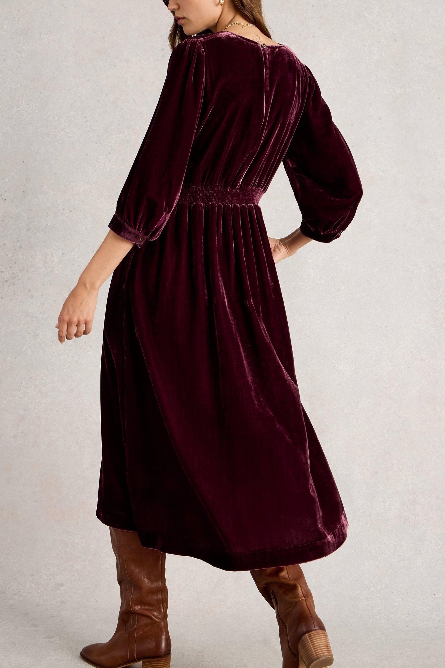 LUCY VELVET DRESS DARK PLUM 2