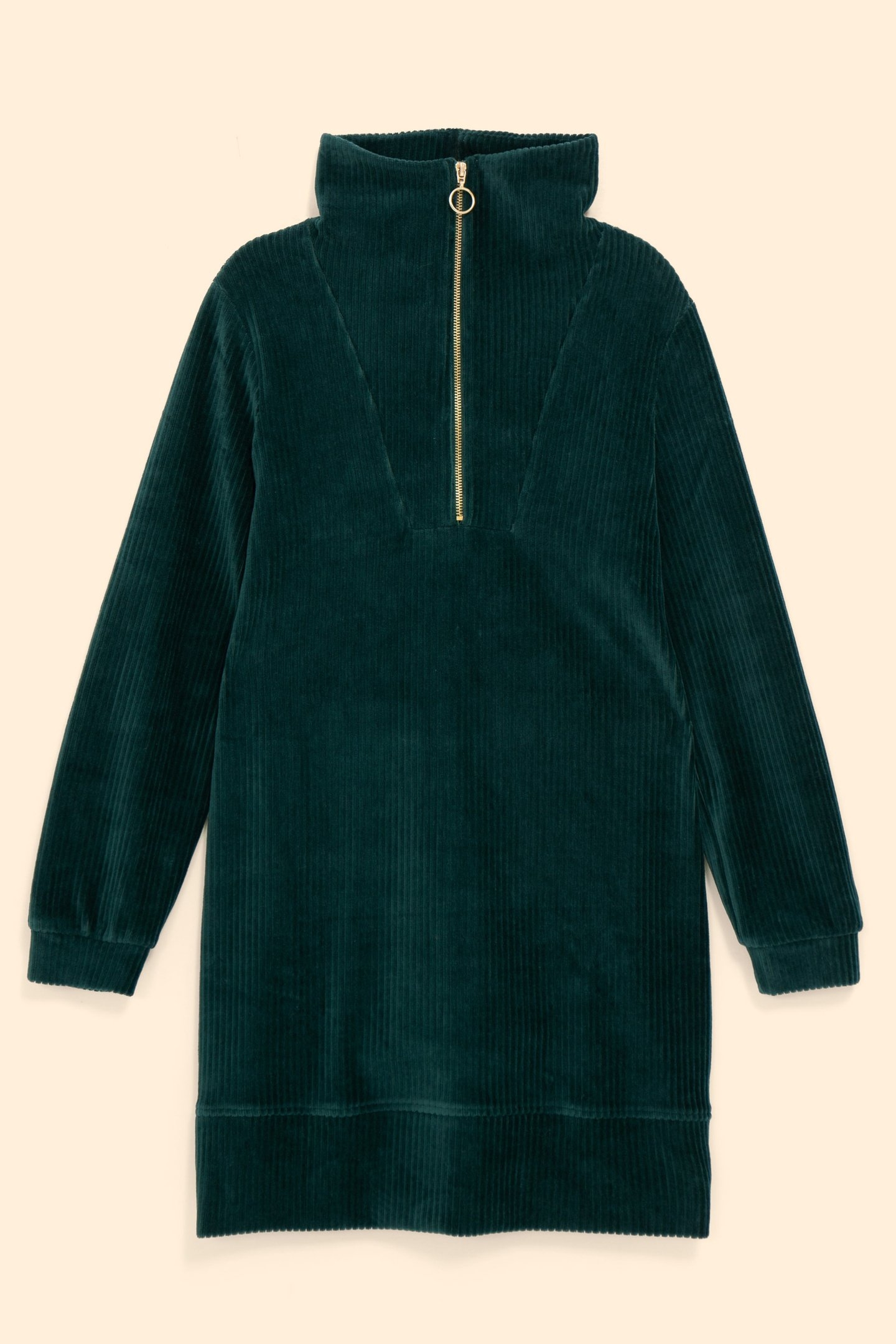 MIDNIGHT GREEN RIBBED VELVET DRESS MIDNIGHT GREEN 5