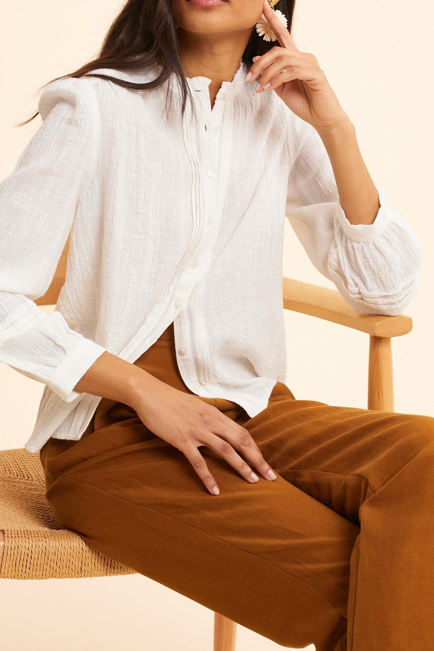 ECRU SHIRT WITH PLEAT DETAIL ECRU 6